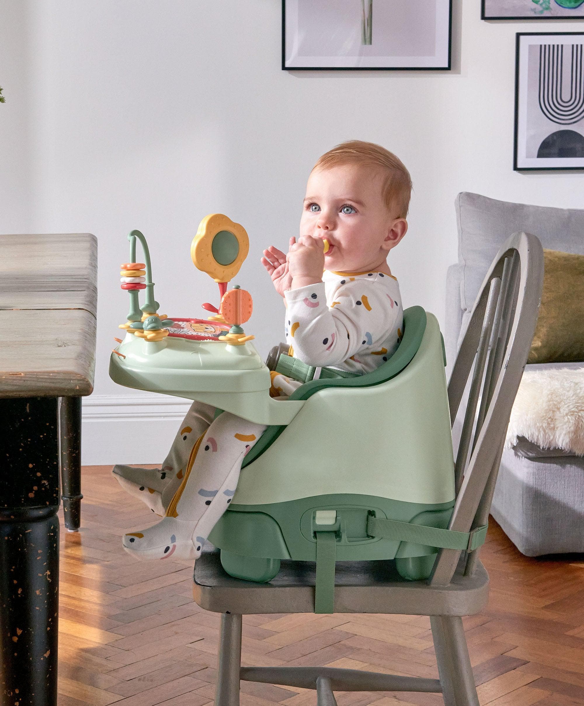 Bug 3-in-1 Floor and Booster Seat with Activity Tray - Eucalyptus - Image 5