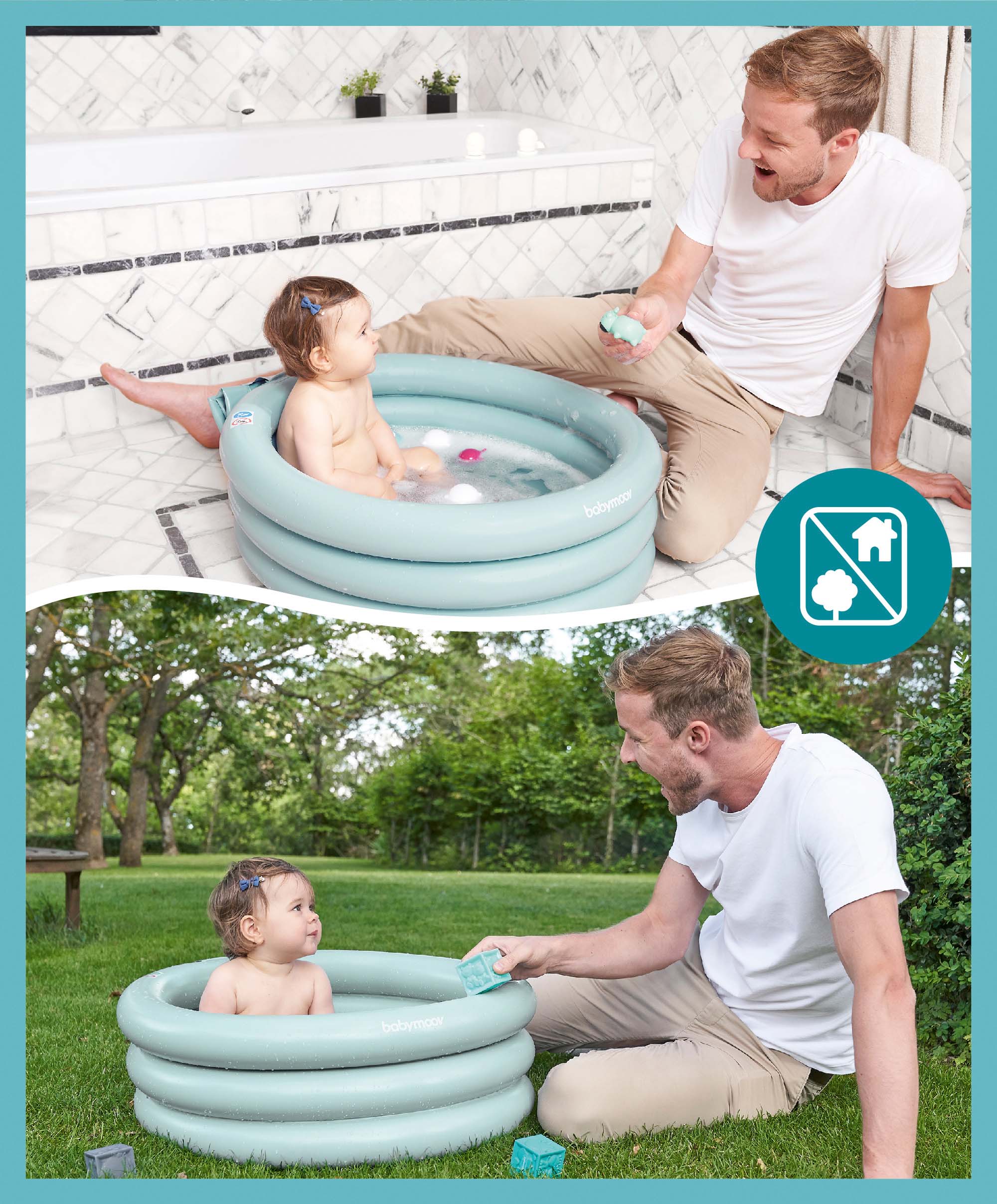 Babymoov 2-in-1 Inflatable Bath Tub & Paddling Pool - Blue - Image 13