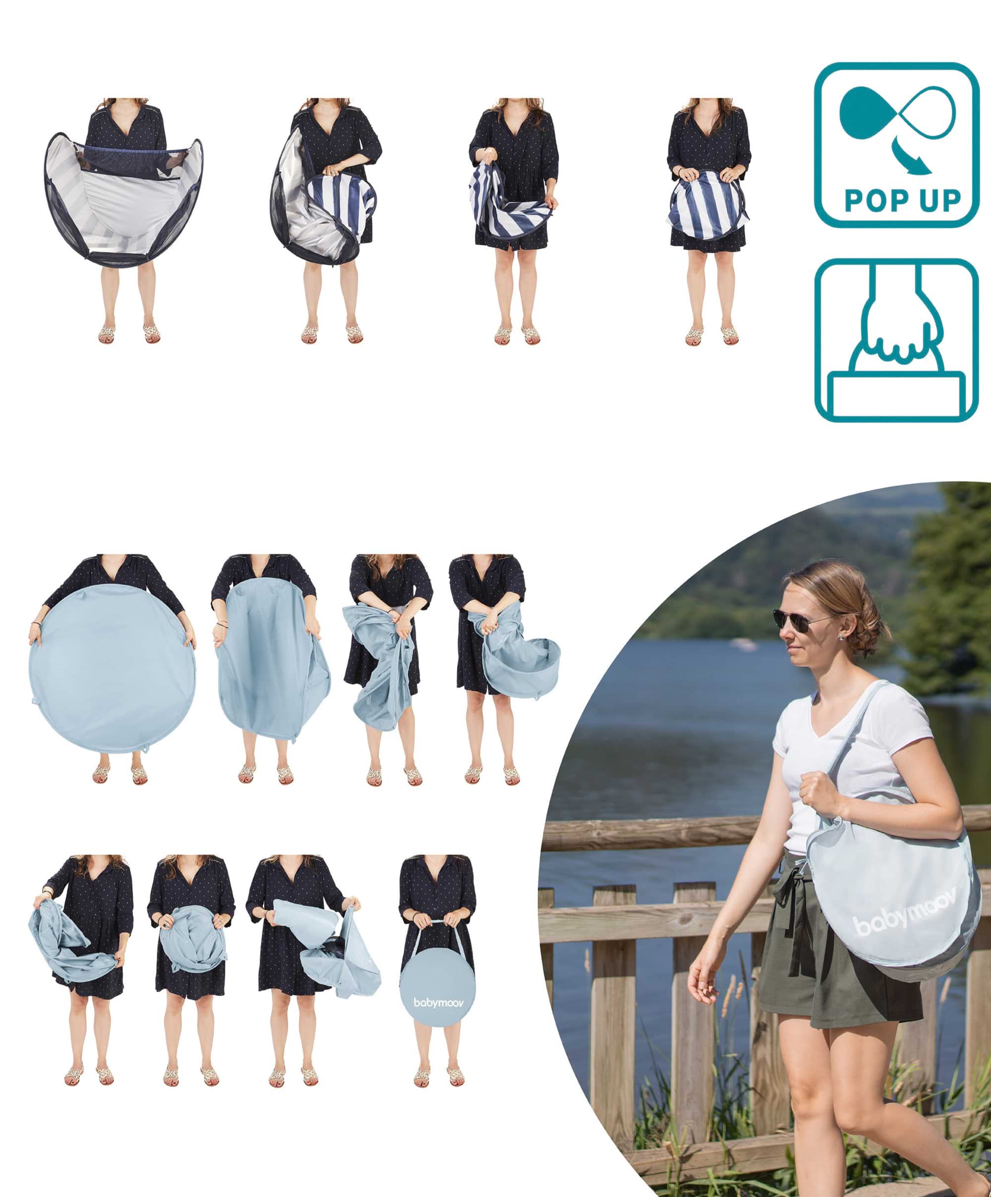 Babymoov Aquani Anti-UV Tent, Paddling Pool & Playpen UPF 50+ - Mariniere - Image 17