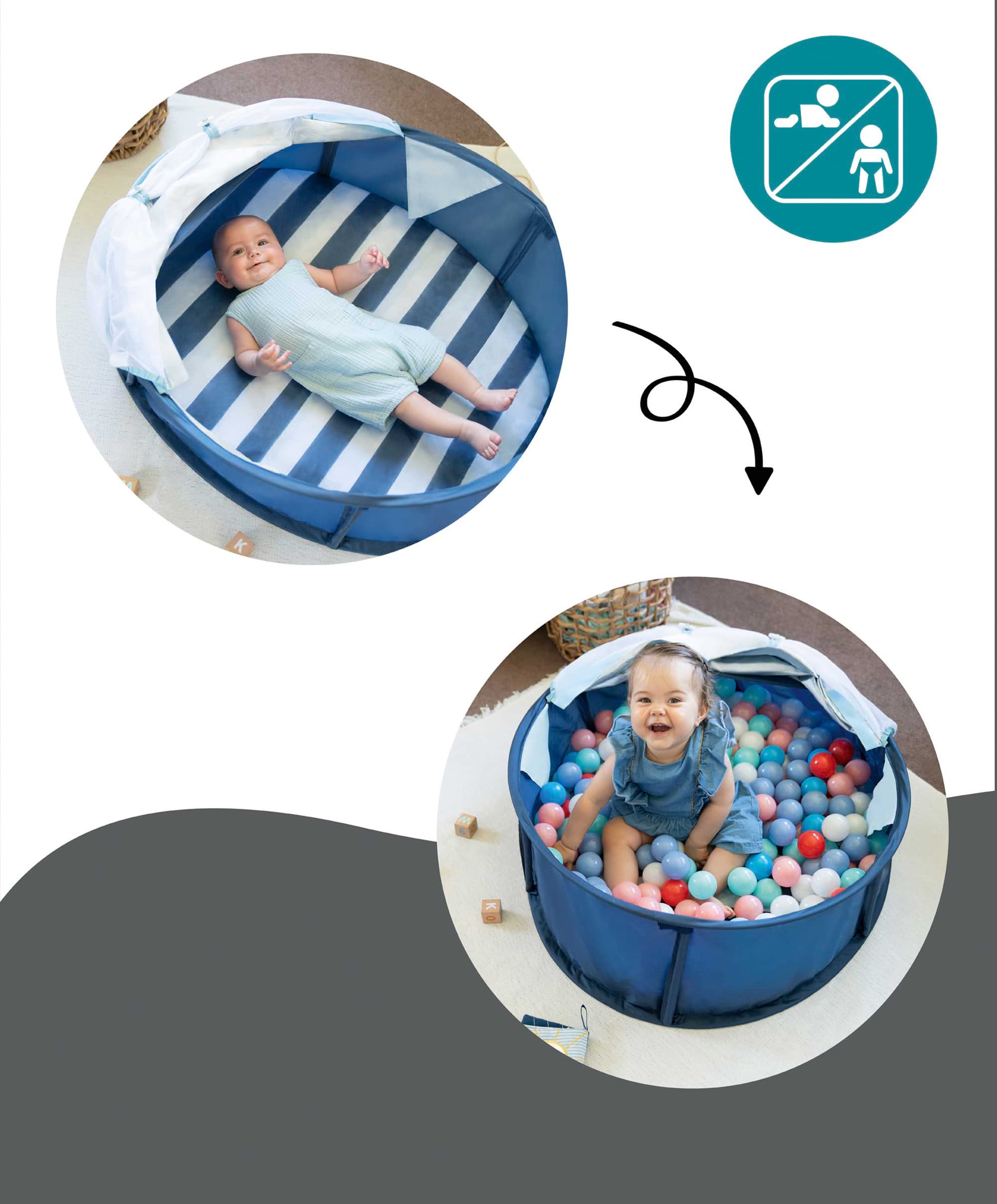 Babymoov Babyni Anti-UV Tent Playpen UPF 50+ - Mariniere - Image 5