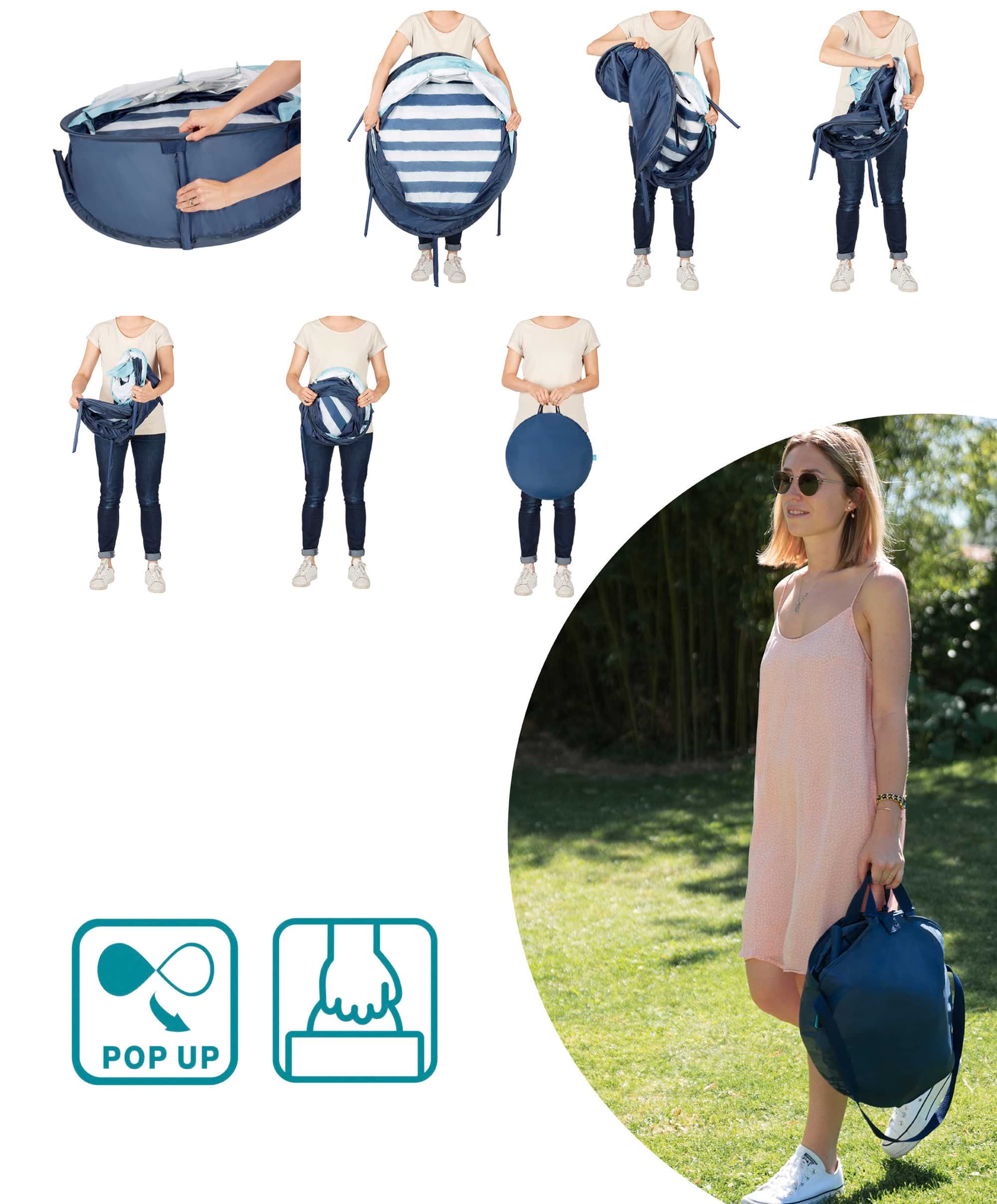 Babymoov Babyni Anti-UV Tent Playpen UPF 50+ - Mariniere - Image 6