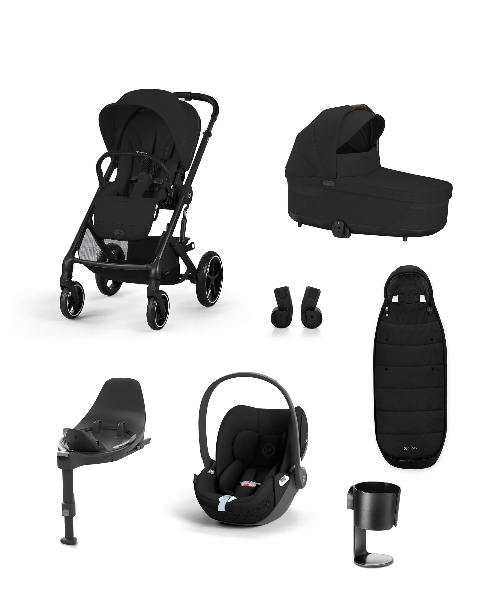 Cybex Balios S Lux Pushchair Bundle With Cybex Cloud T i-Size + Baby Car Seat & Base - Moon Black