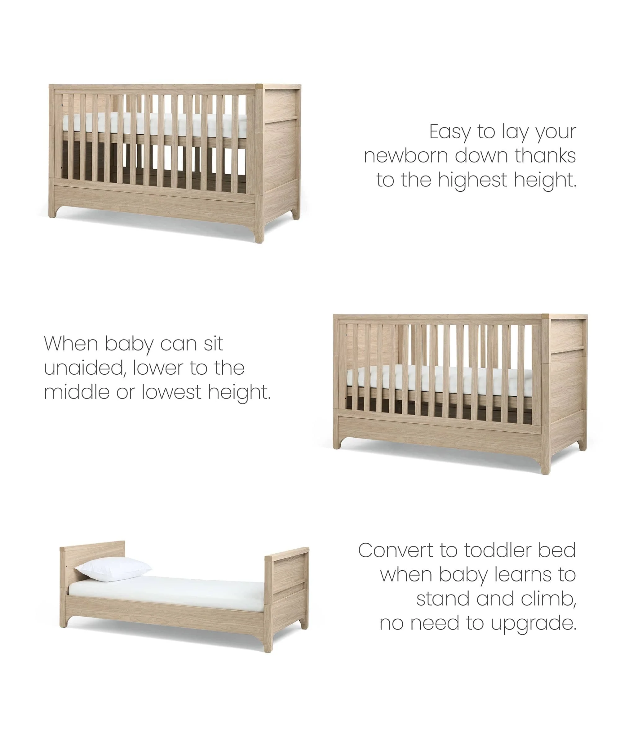 Barton Nursery Bundle With Lua Bedside Crib (6 Piece) - Oak - Image 7