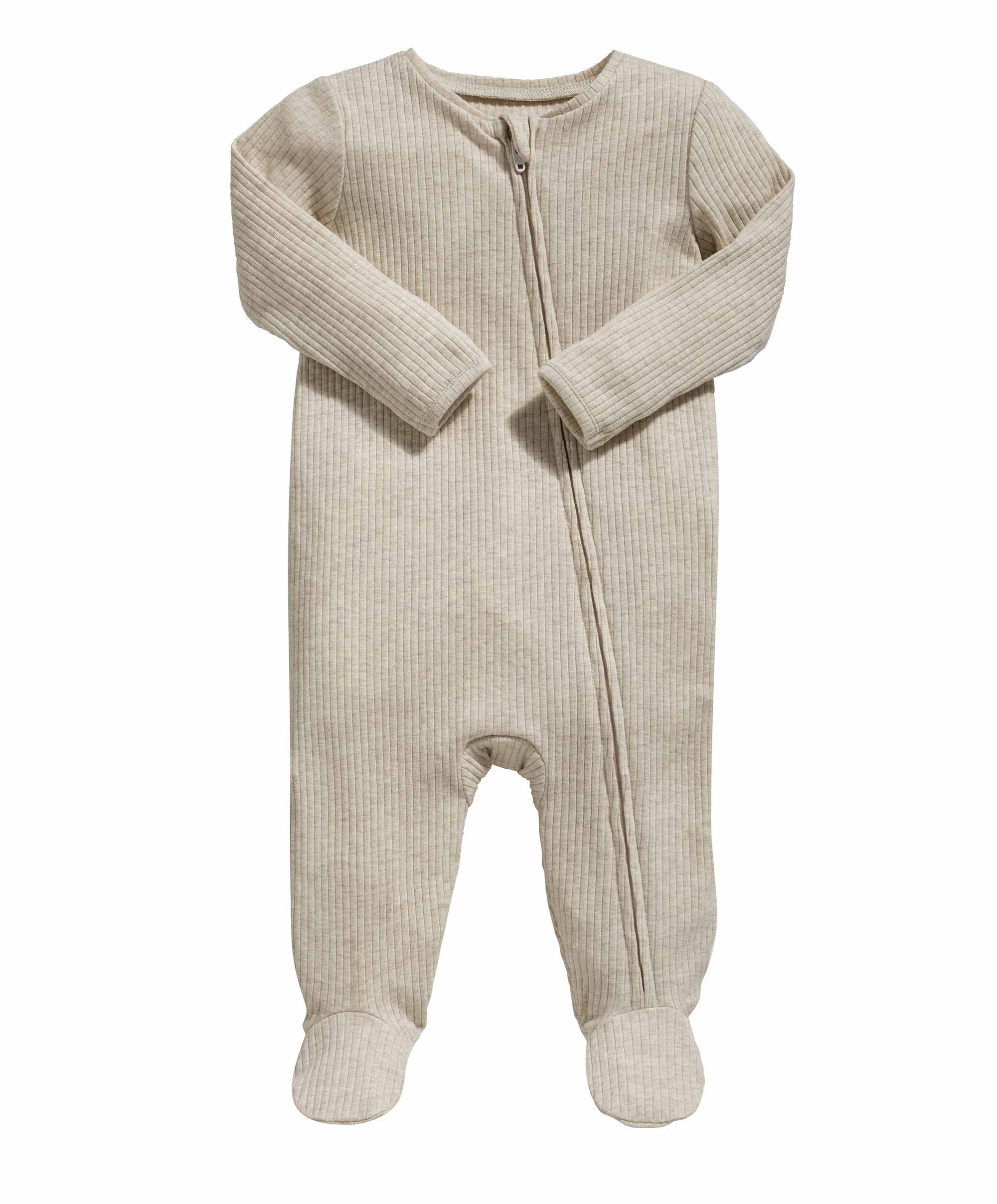 Organic Cotton Ribbed Sleepsuit - Oatmeal - Image 8