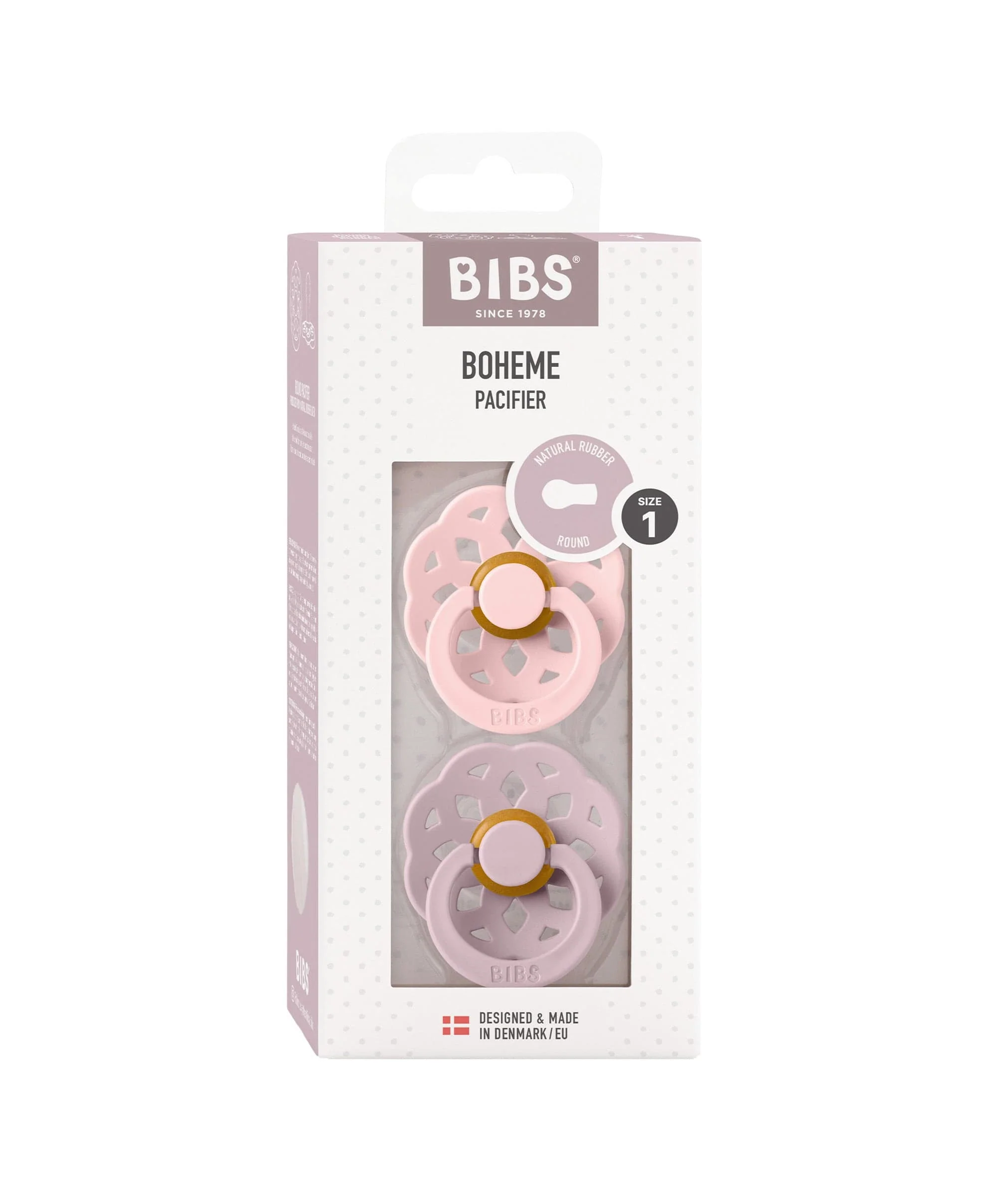 BIBS Boheme Dummies Size 1 (2 pack) - Blossom/Dusky Lilac - Image 2