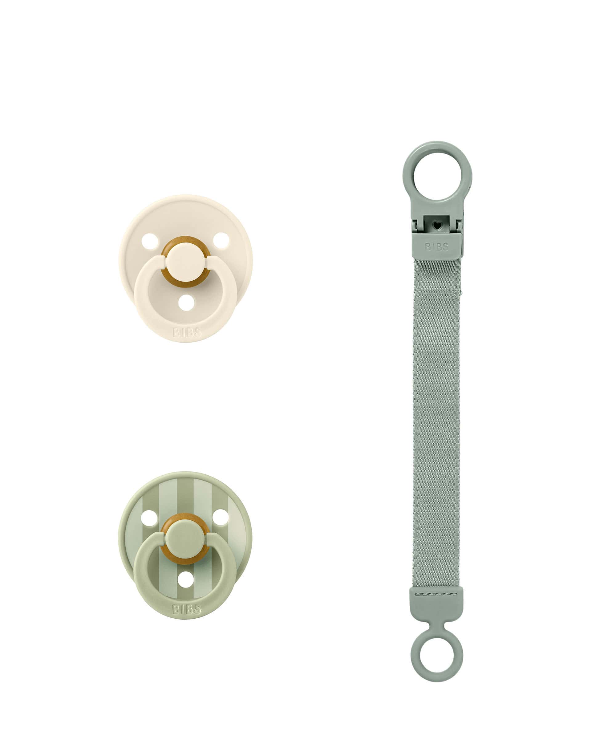 BIBS Pacifier & Loop Clip Gift Set - Sage - Image 2