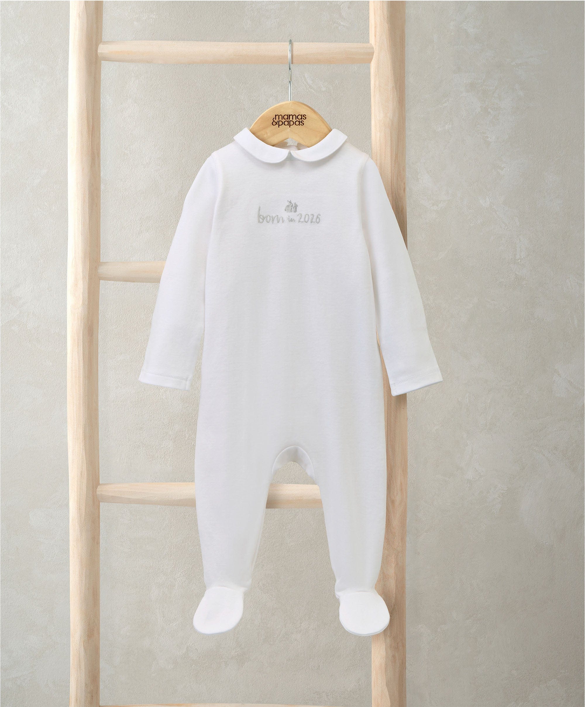 Born in 2026 Embroidered All In One White
