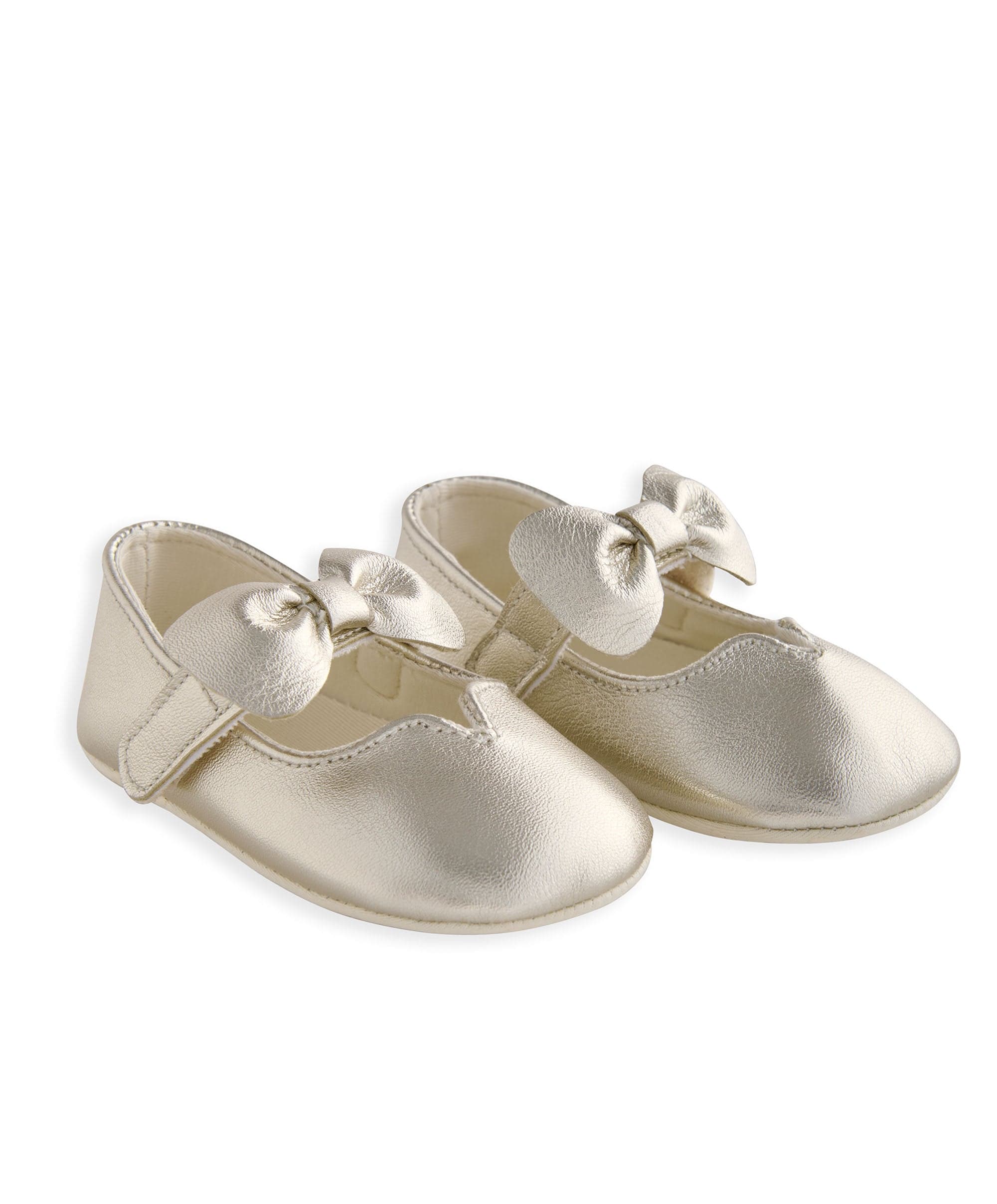 Bow Pram Shoes - Gold - Image 2