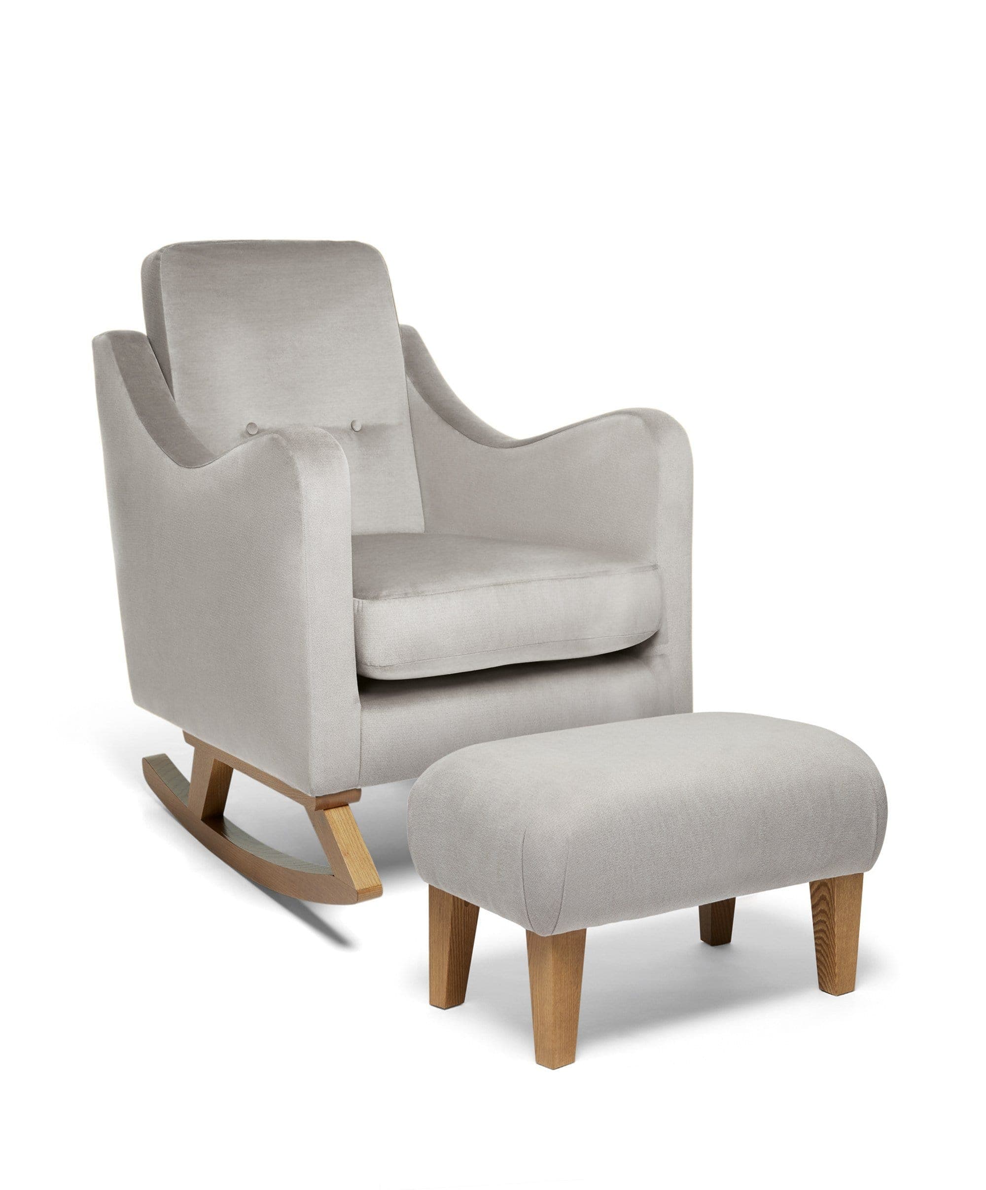 Bowdon Nursing Chair & Footstool Set - Silver Woven