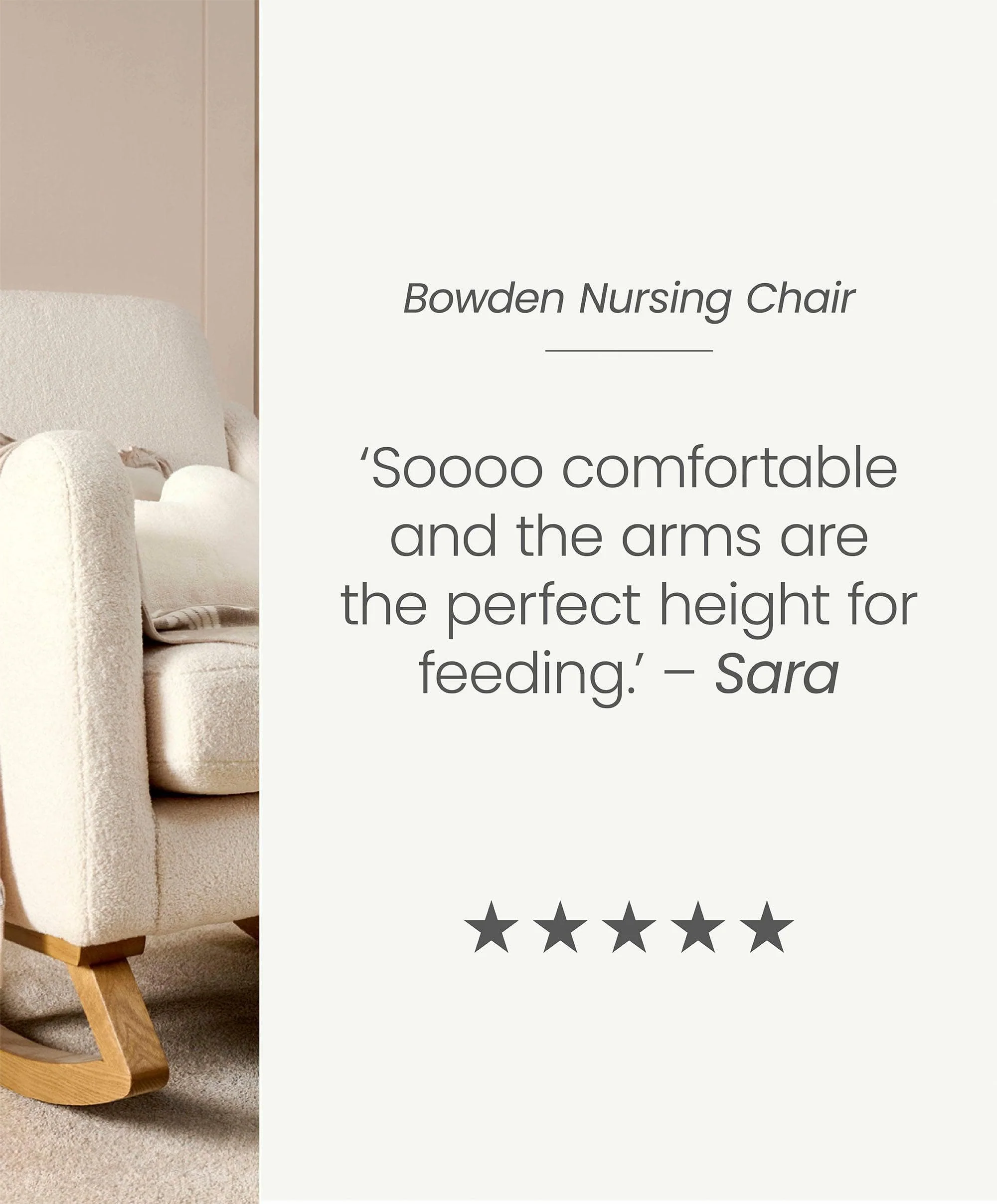 Bowdon Nursing Chair - Off White Boucle - Image 9