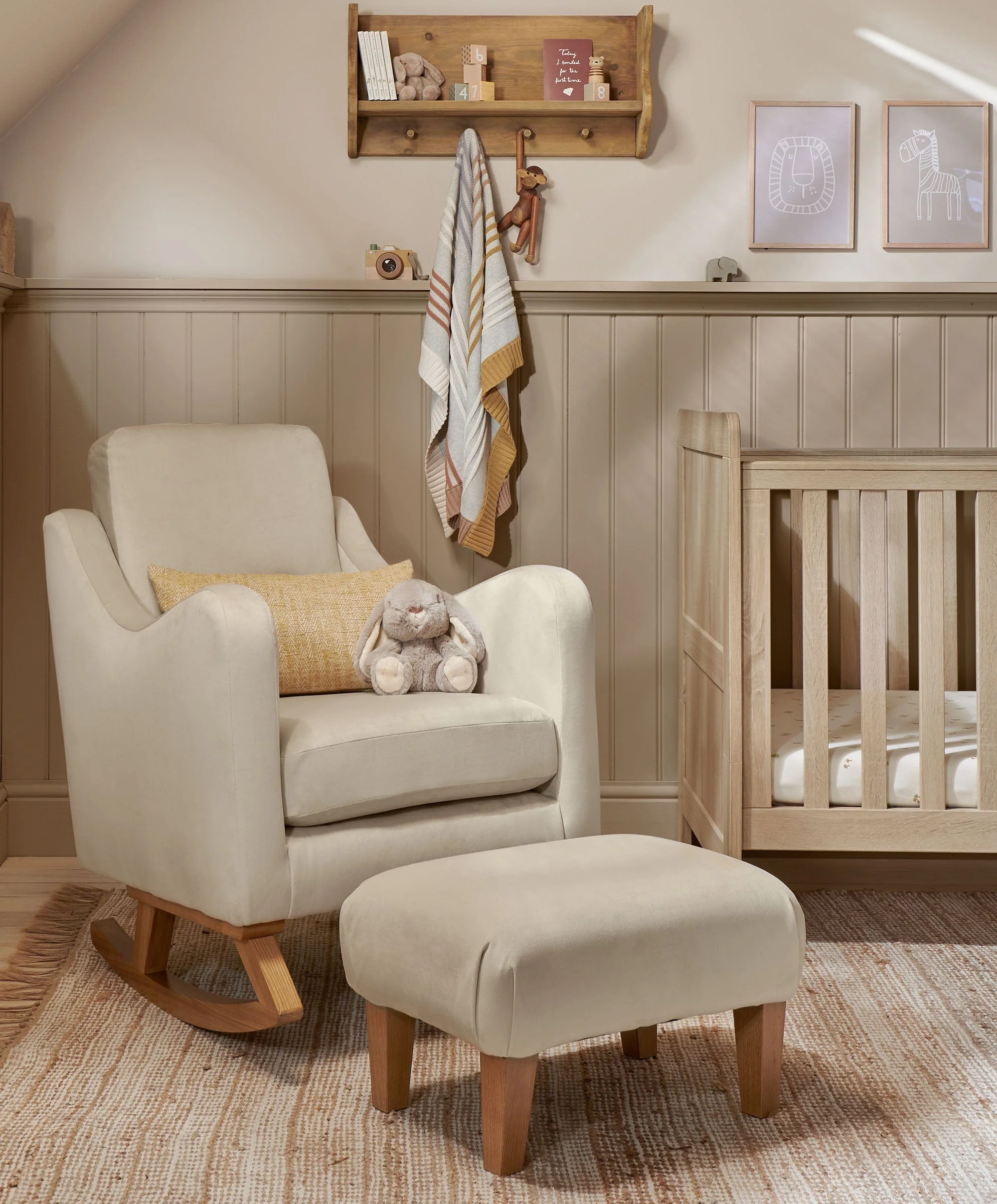 Bowdon Nursing Chair & Footstool Set - Latte Velvet