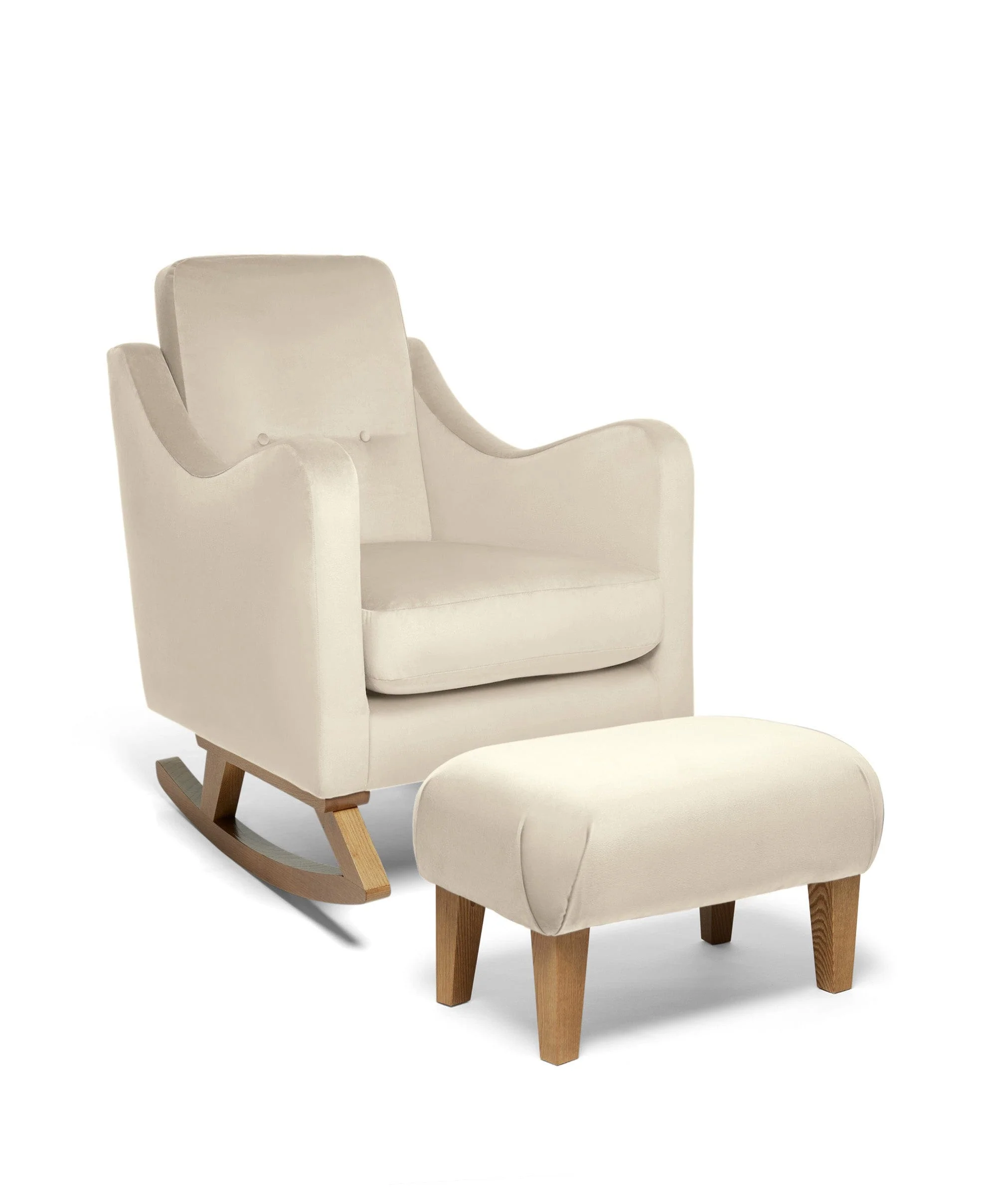 Bowdon Nursing Chair & Footstool Set - Latte Velvet - Image 2