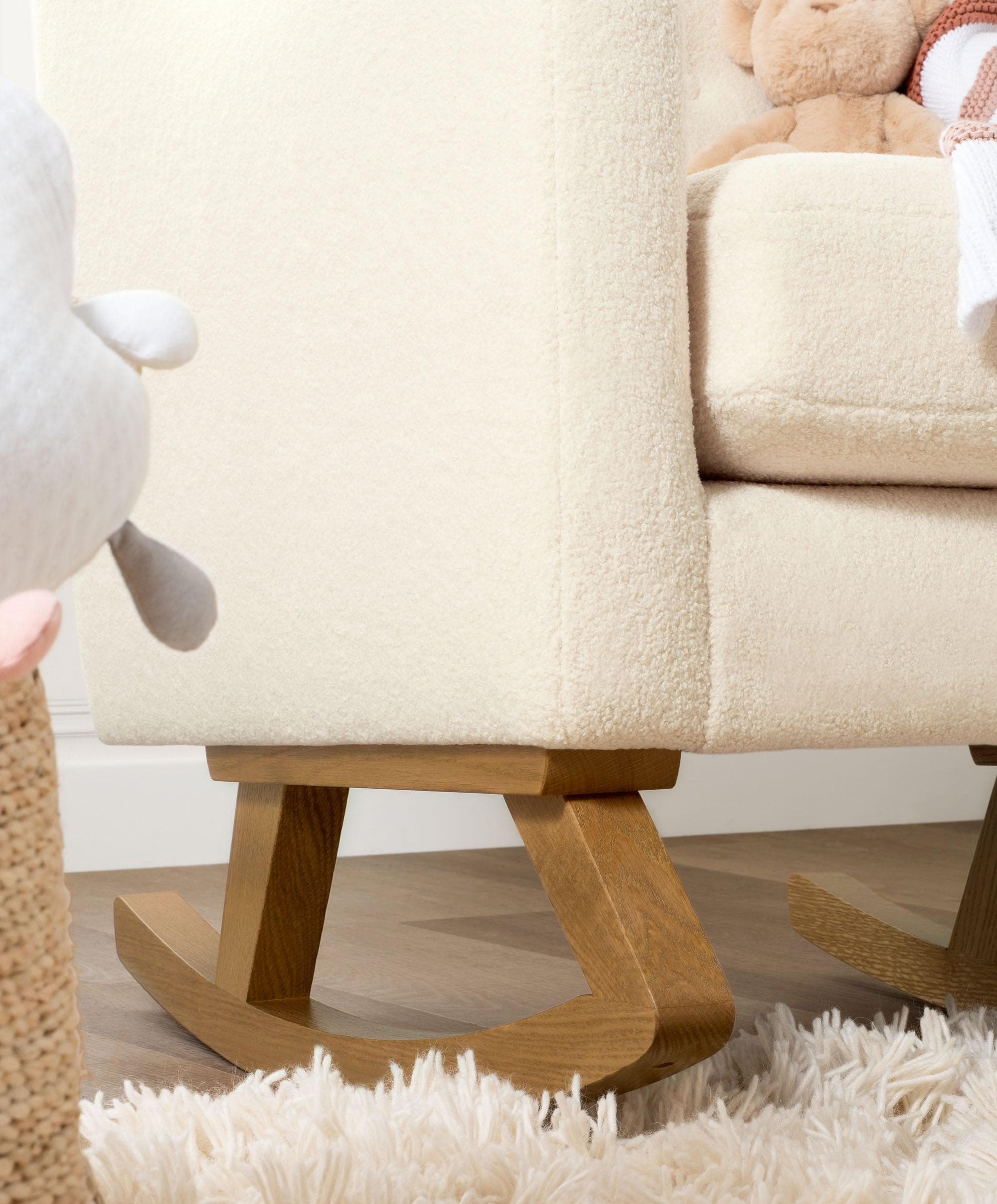 Bowdon Nursing Chair & Footstool Set - Off White Boucle - Image 3