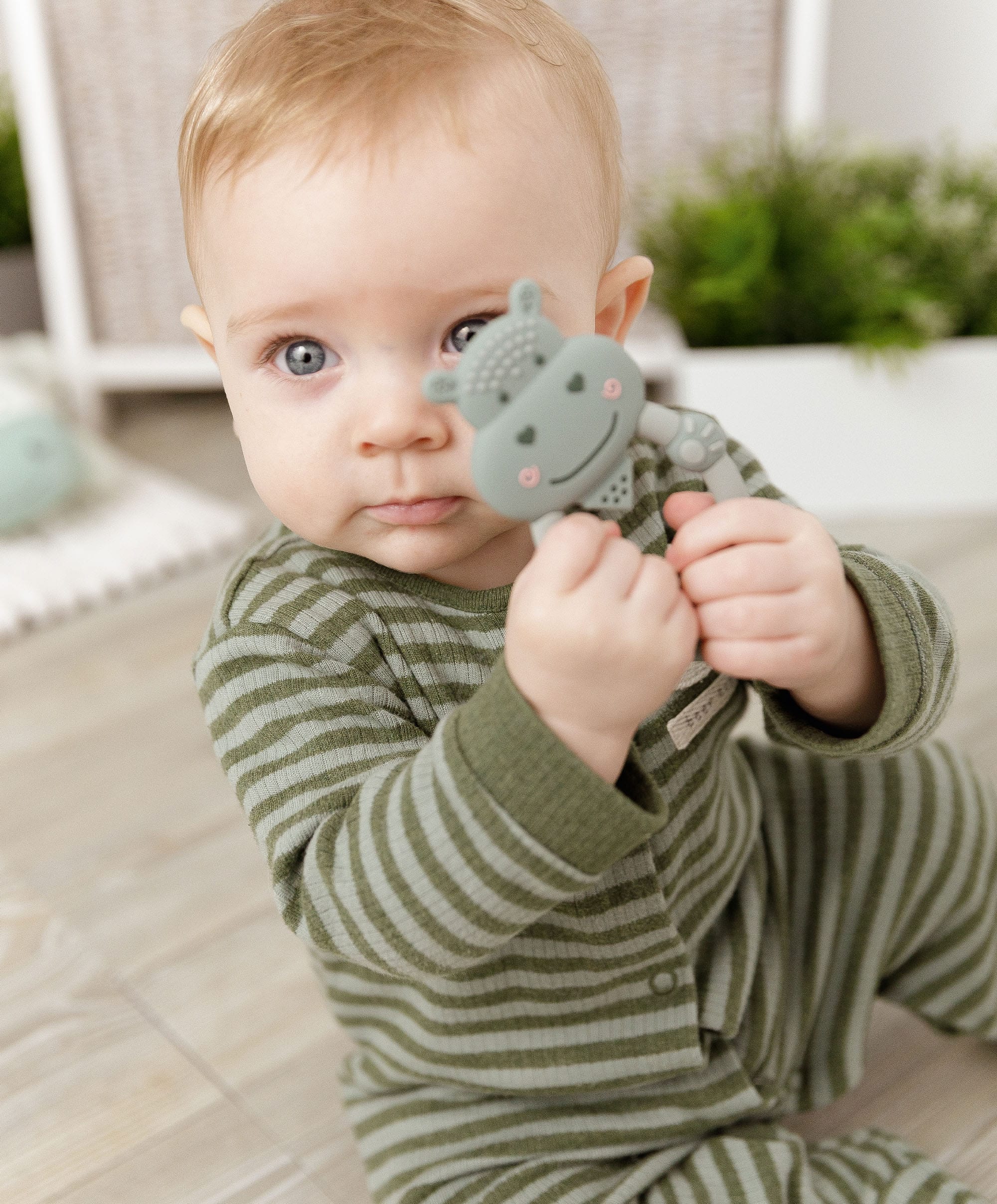 Cheeky Chompers Chewy The Hippo Teether - Sage Green