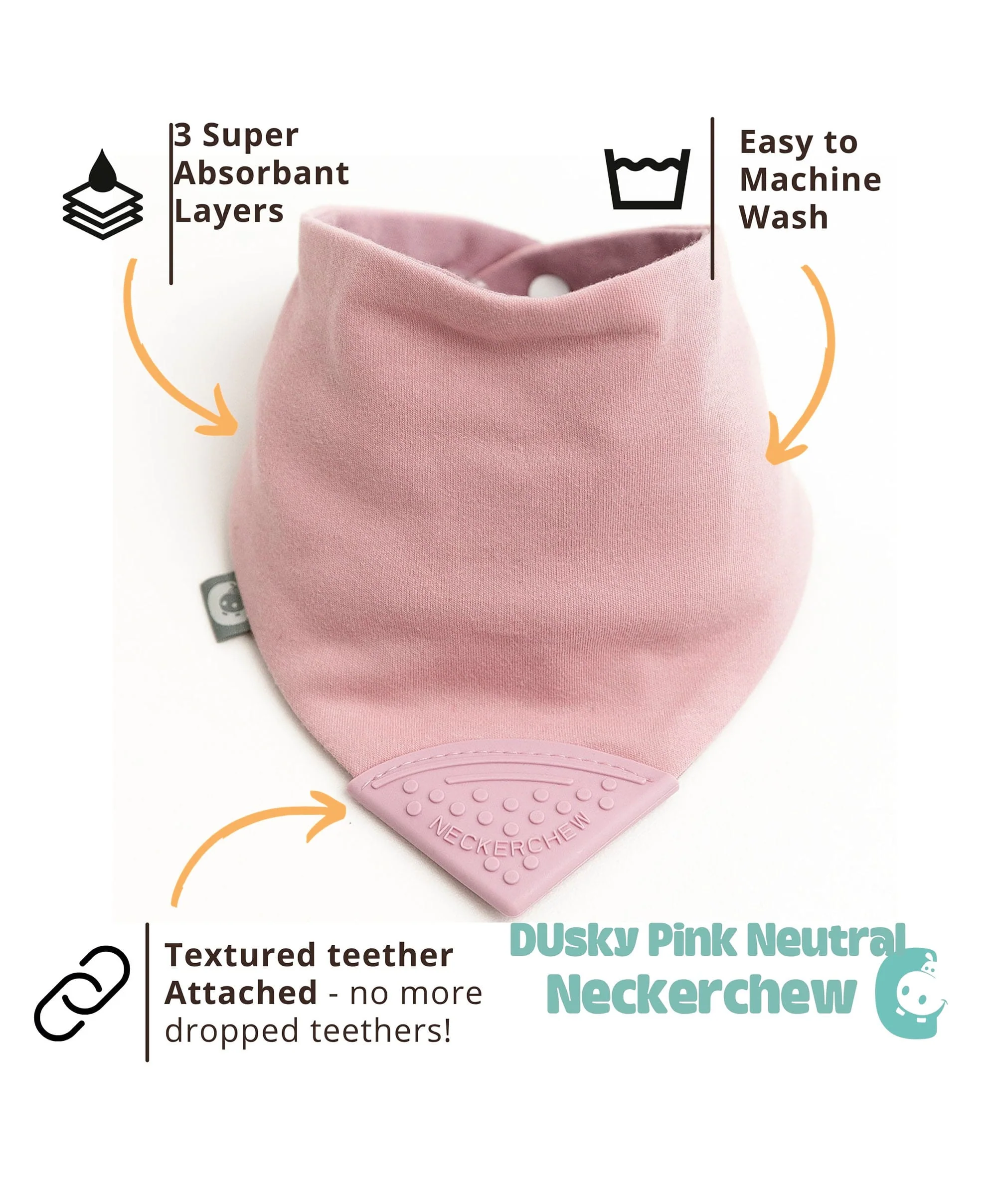 Cheeky Chompers Neckerchew - Dusky Pink - Image 8