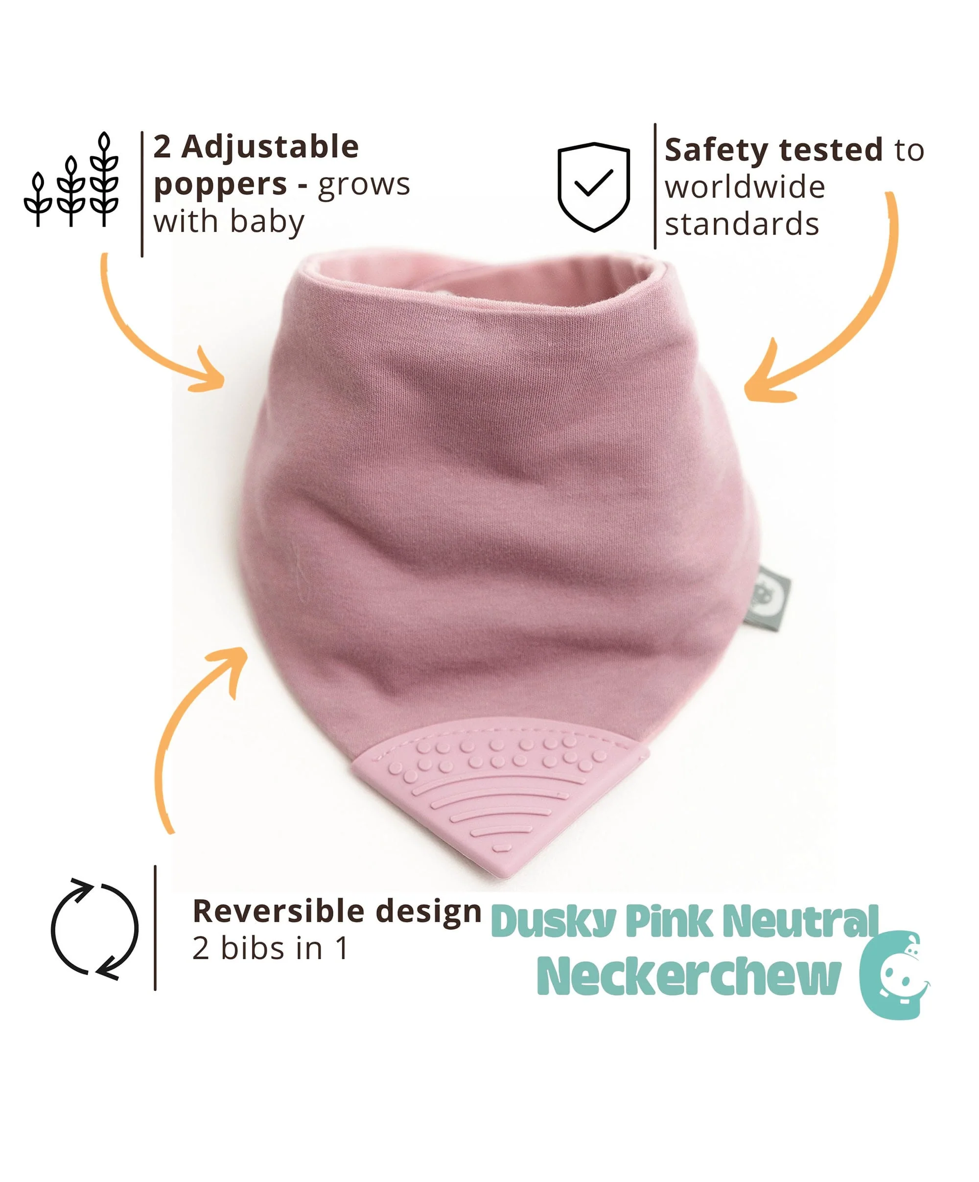 Cheeky Chompers Neckerchew - Dusky Pink - Image 9