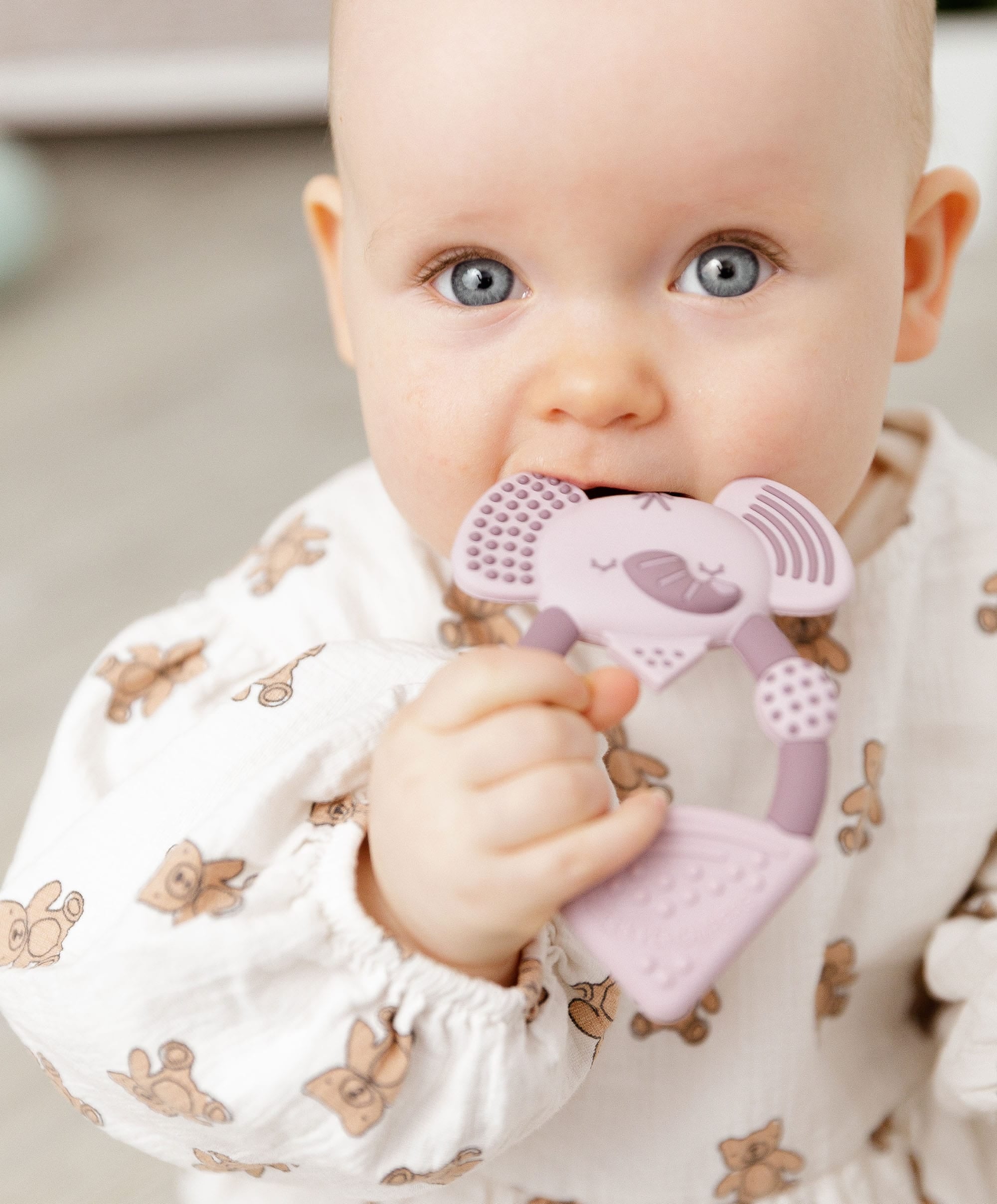 Cheeky Chompers Darcy the Elephant Teether - Dusky pink