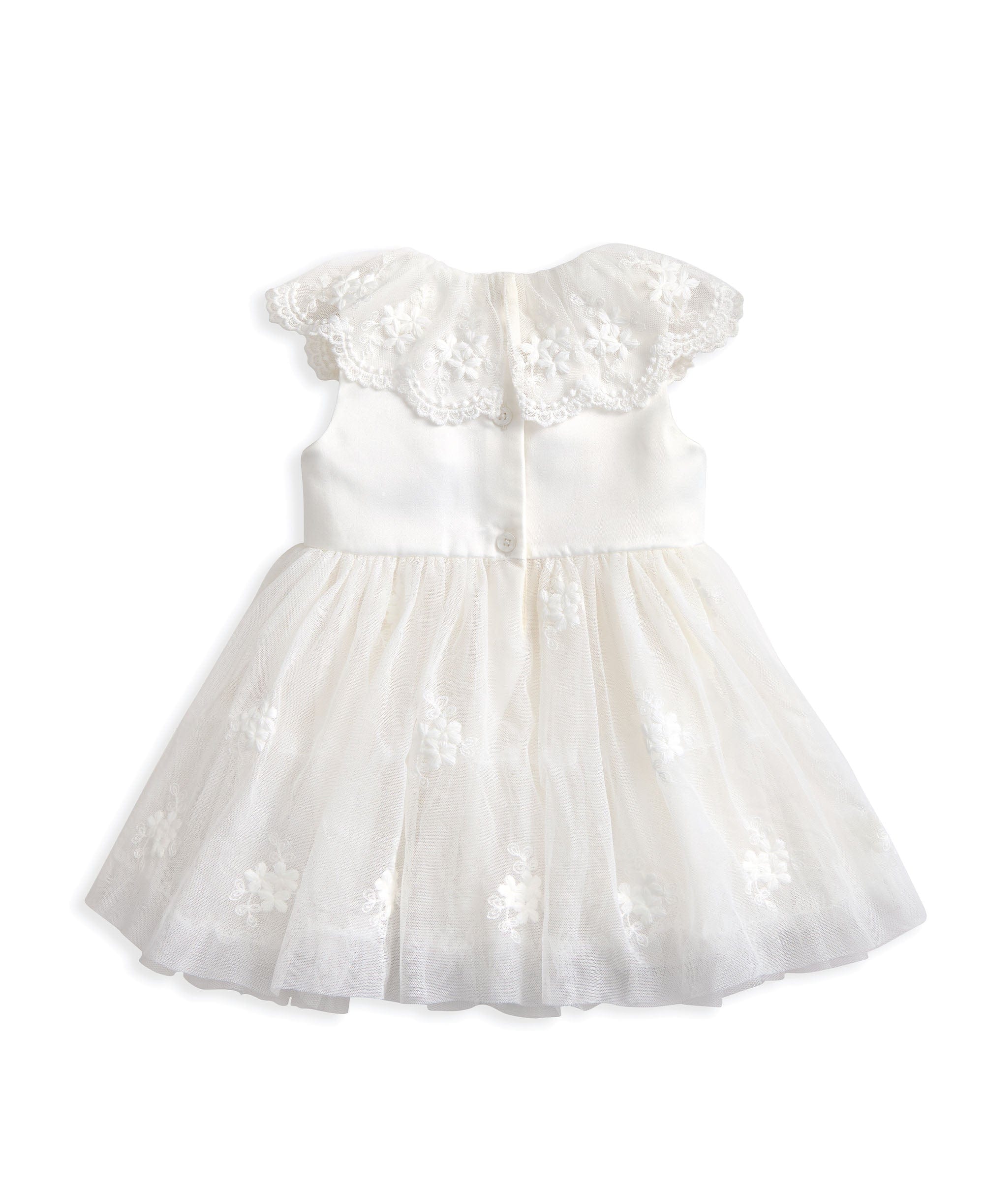Cape Collar Mesh Flower Girl Dress with Embroidered Skirt - Image 2