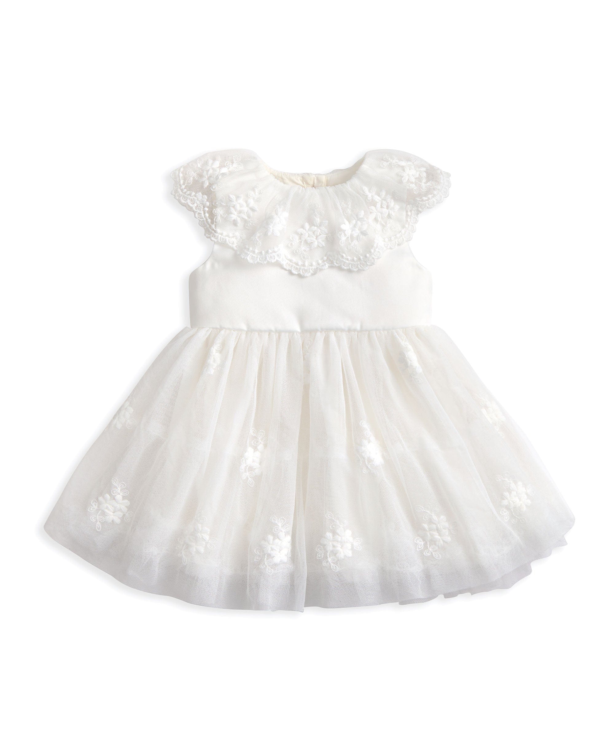 Cape Collar Mesh Flower Girl Dress with Embroidered Skirt - Image 3