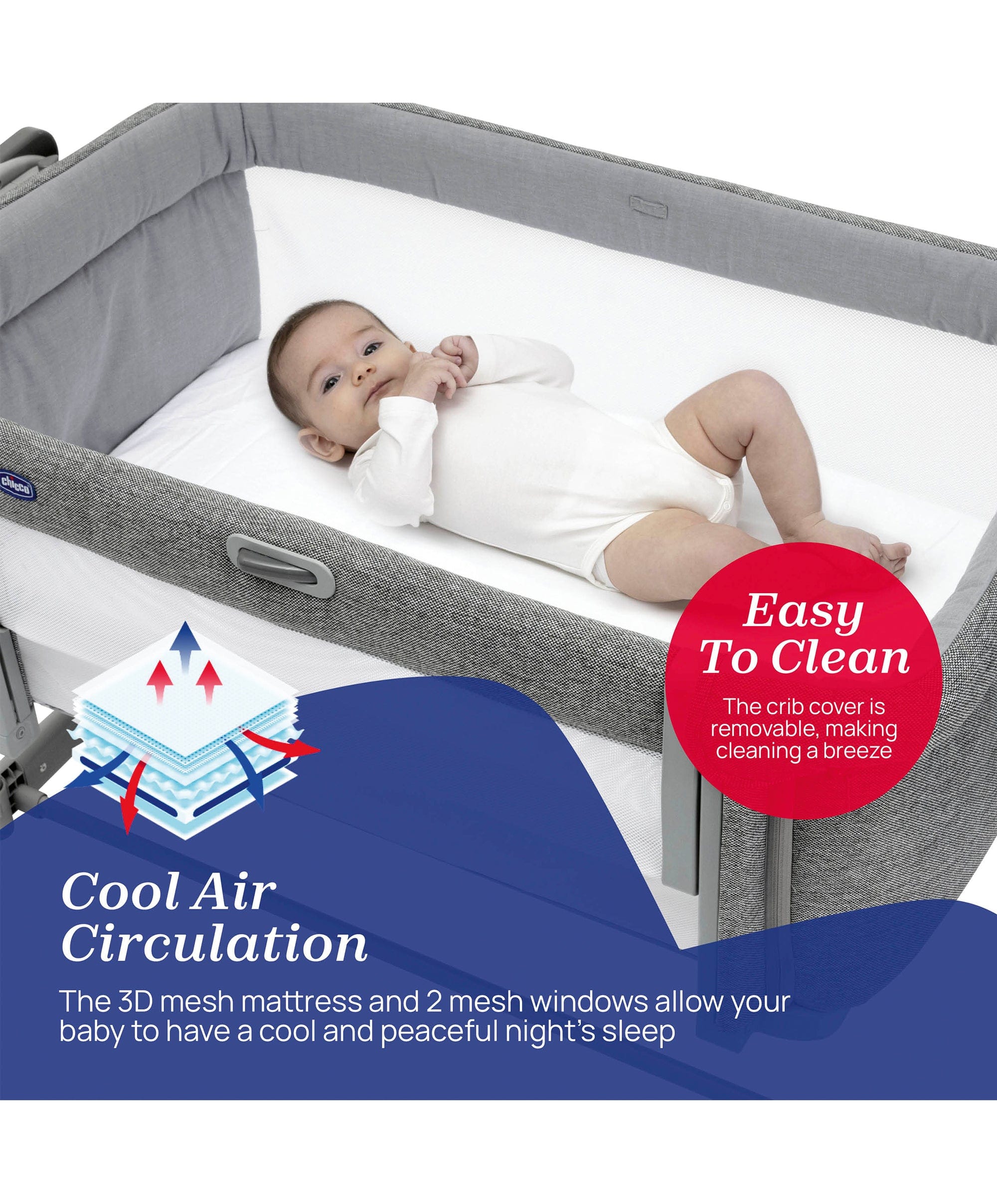 Chicco Next2Me Magic Evo Bedside Crib – Dark Grey - Image 4