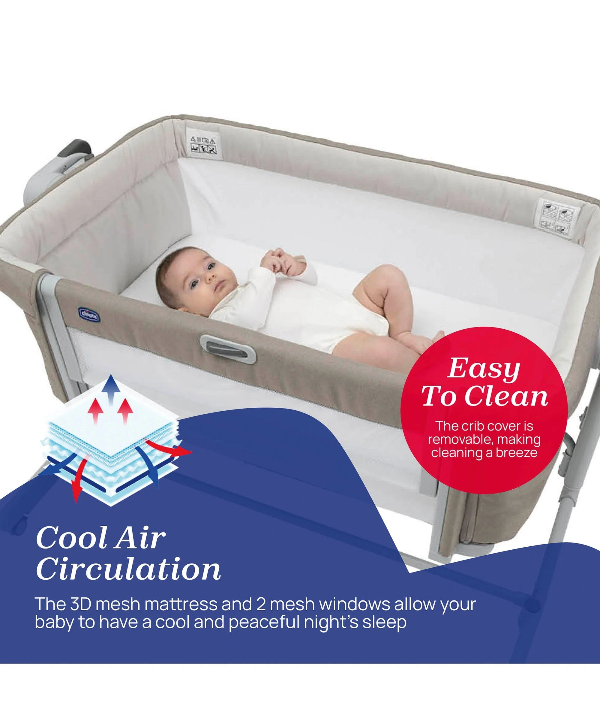 Chicco Next2Me Magic Evo Bedside Crib Desert Taupe - Image 6