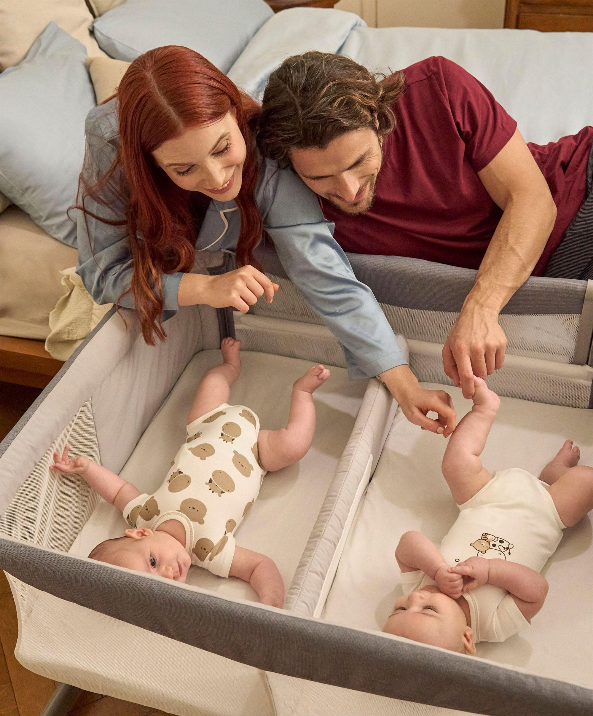 Chicco Next2Me Twins Bedside Crib – Magnet Grey - Image 2