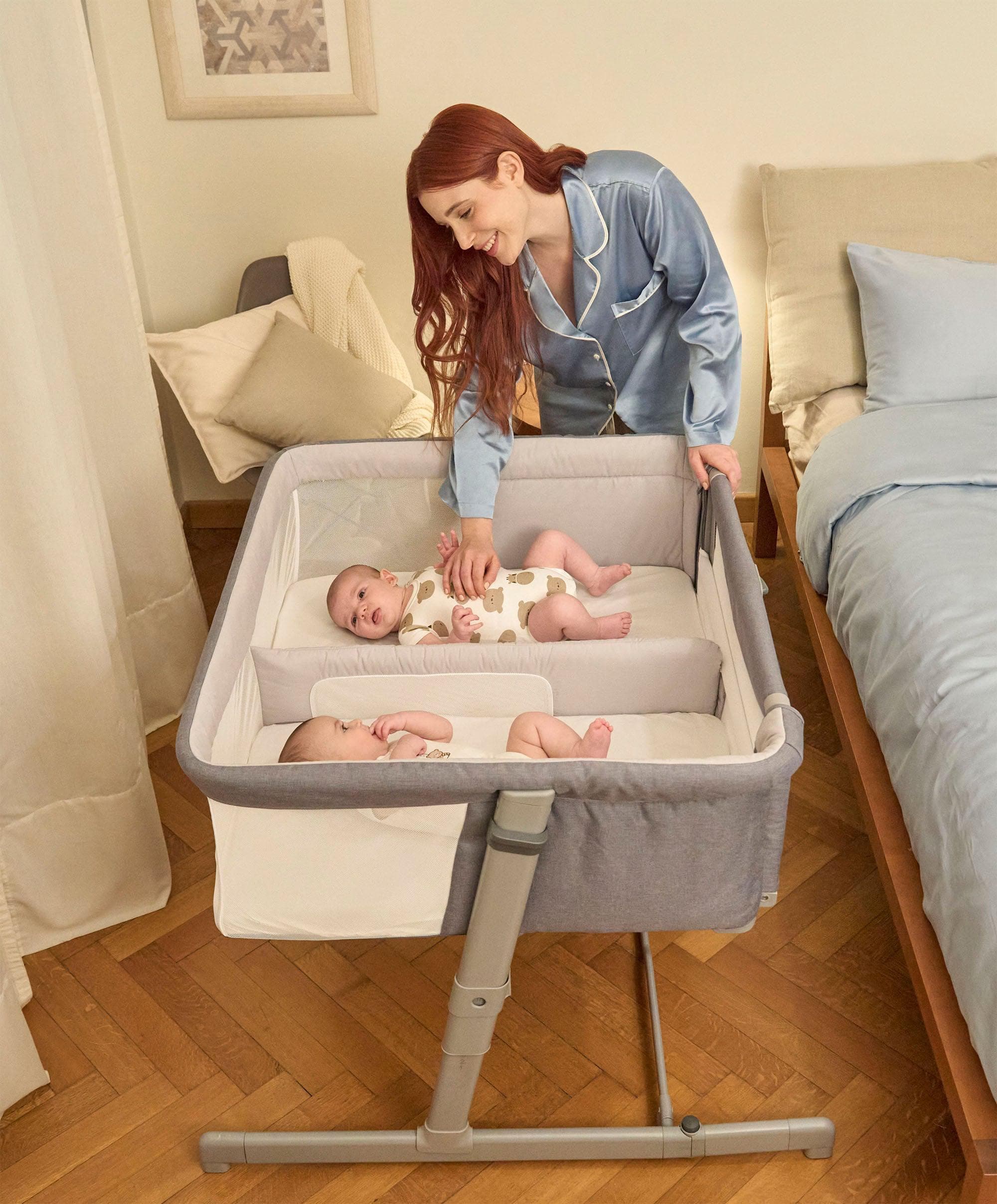 Chicco Next2Me Twins Bedside Crib – Magnet Grey - Image 7
