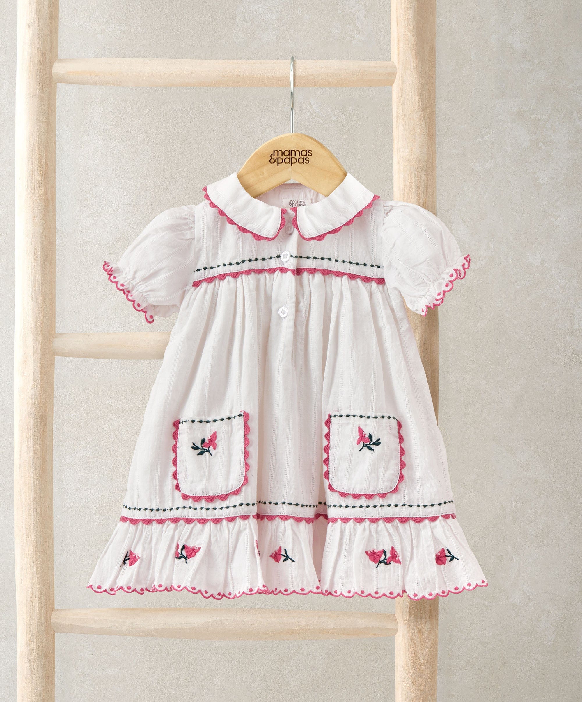 Collared Embroidered Dress - Image 2