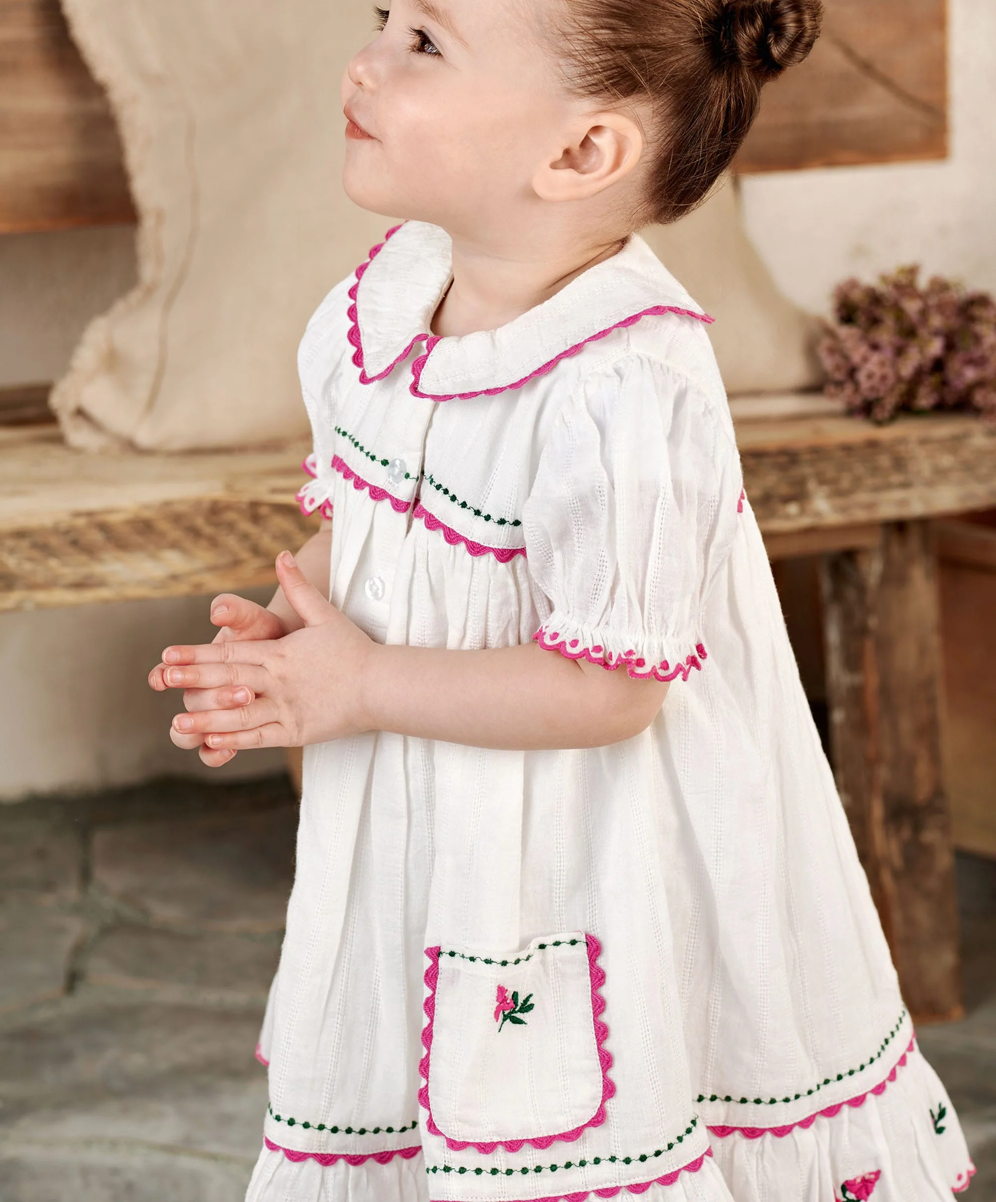 Collared Embroidered Dress - Image 3