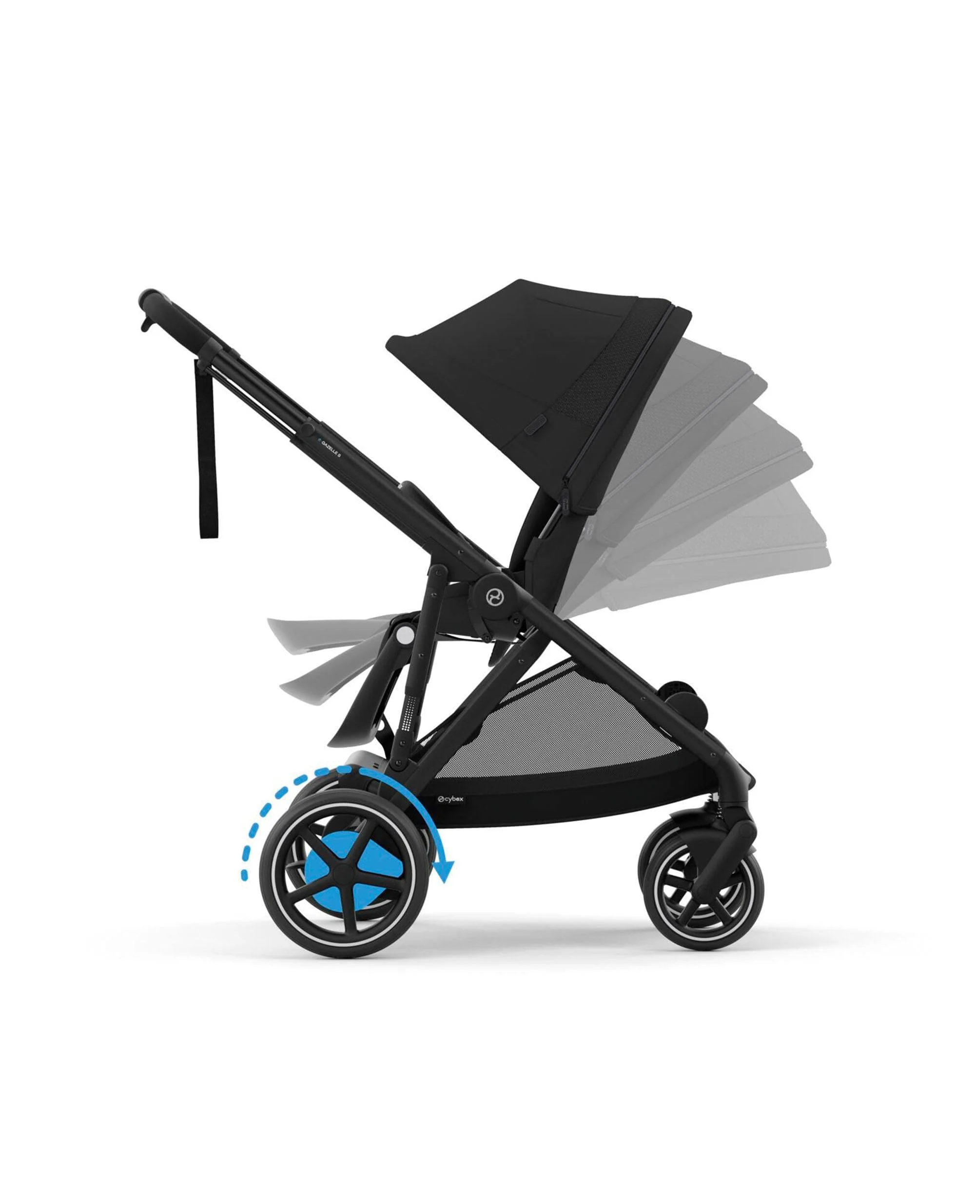 Cybex e-Gazelle S Electric Single to Double Pushchair Bundle with Cybex Cloud T i-Size Rotating Car Seat (7 Pieces) - Black - Image 5