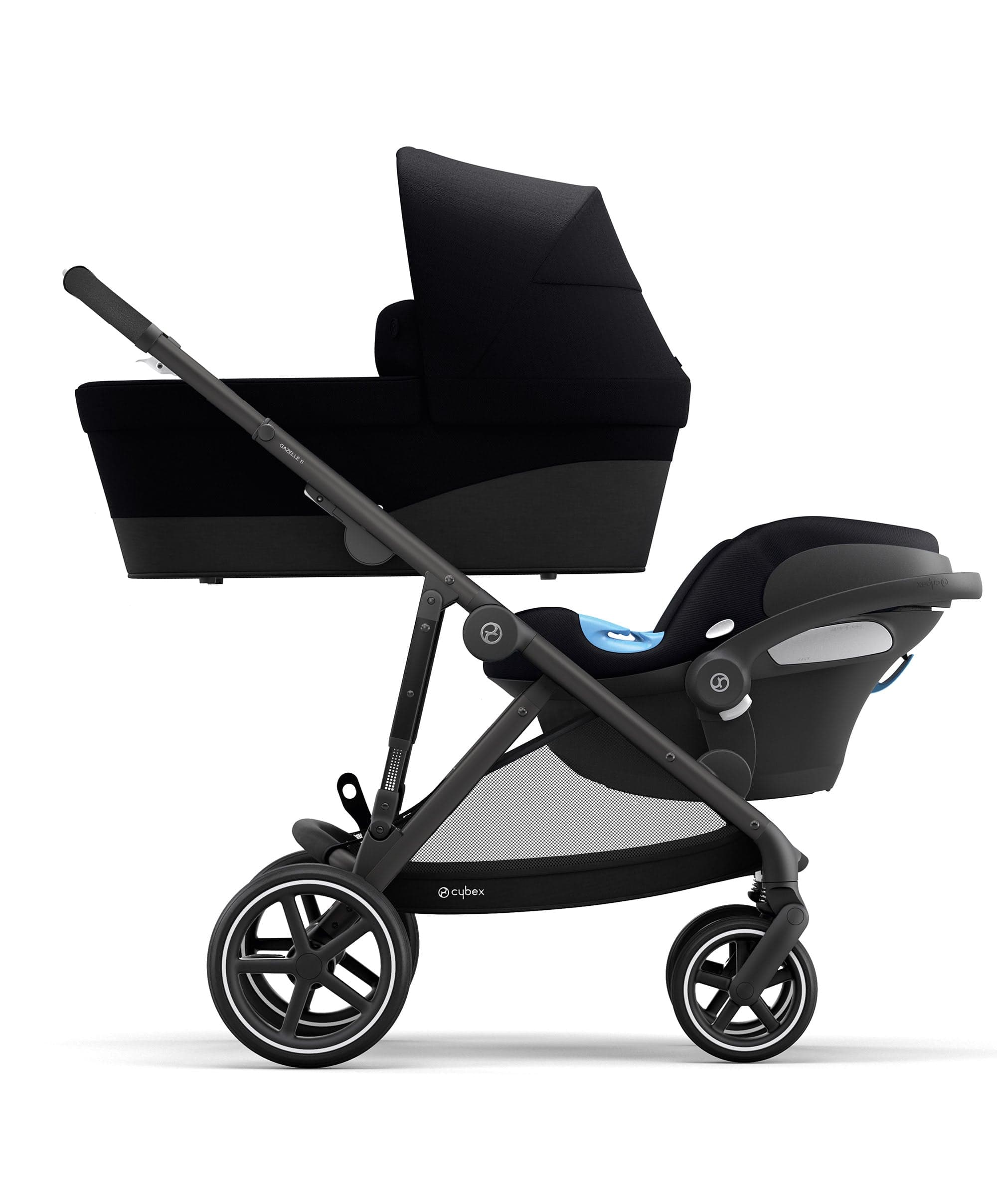 Cybex Gazelle S Twin Pushchair Bundle with Cybex Cloud T i-Size Rotating Baby Car Seat & Base (16 Pieces) - Moon Black - Image 13
