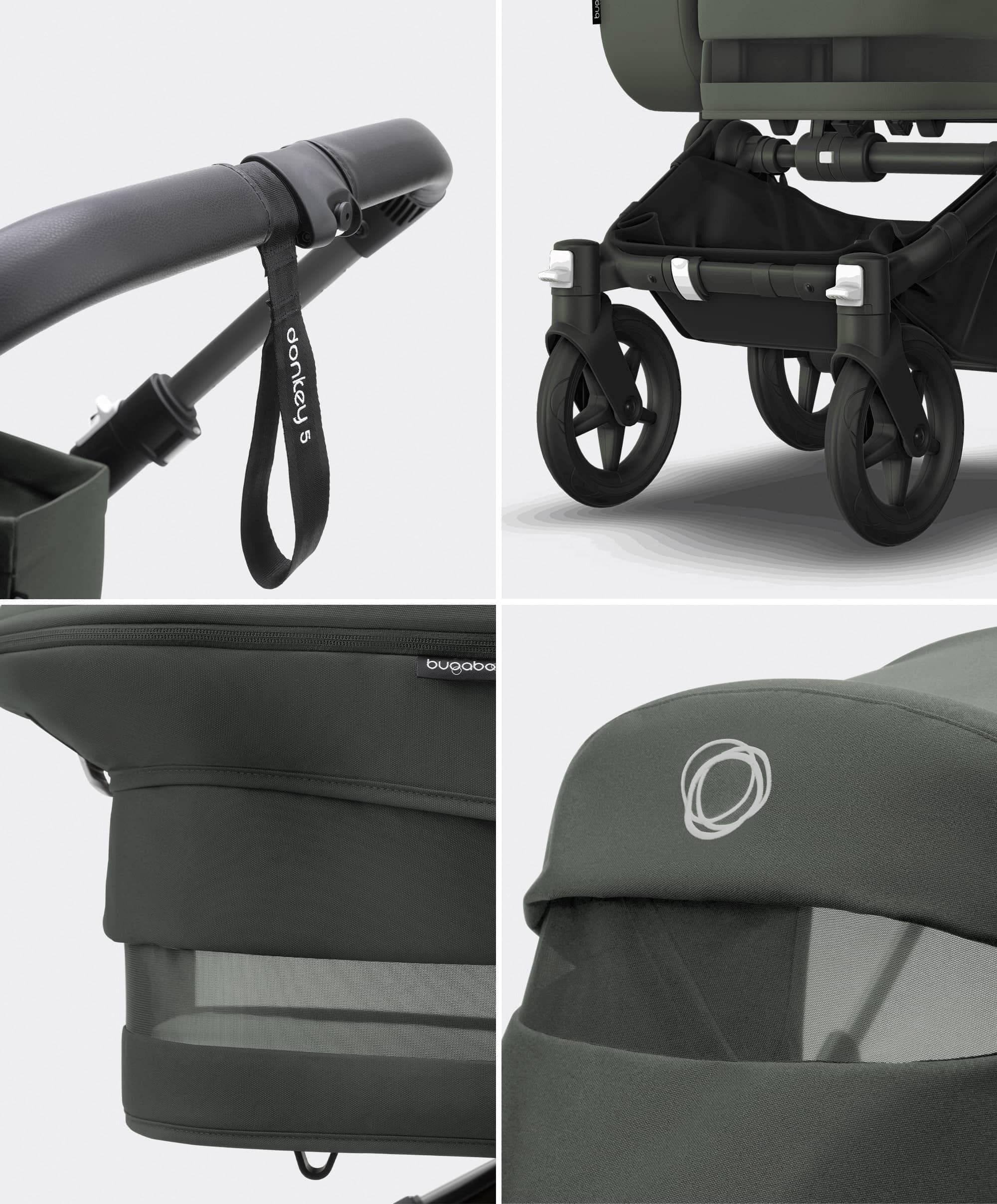 Bugaboo Donkey 5 Twin Pushchair Bundle with Cloud T Car Seat & Base - Forest Green - Image 4