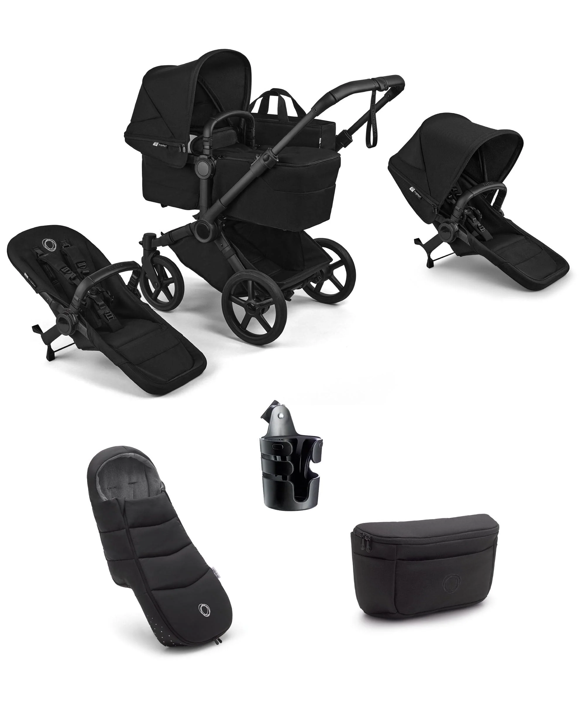 Bugaboo Donkey 6 Double Essential Pushchair Bundle (5 Pieces) - Heritage Black