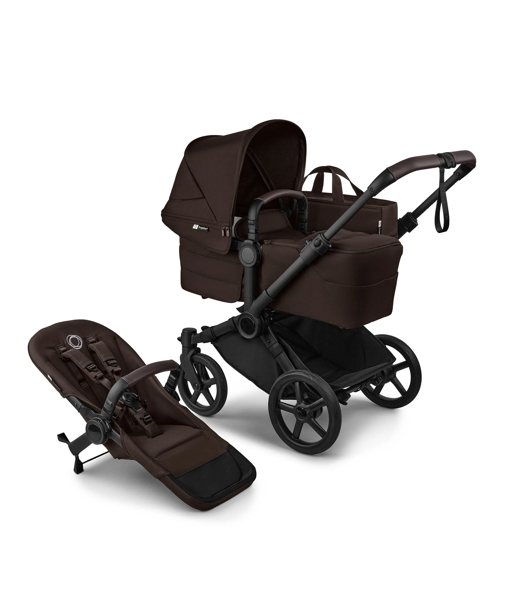 Bugaboo Donkey 6 Double Ultimate Bundle With Cybex Cloud T+ i-Size Rotating Baby Car Seat & Base (8 Pieces) - Cocoa Brown - Image 2