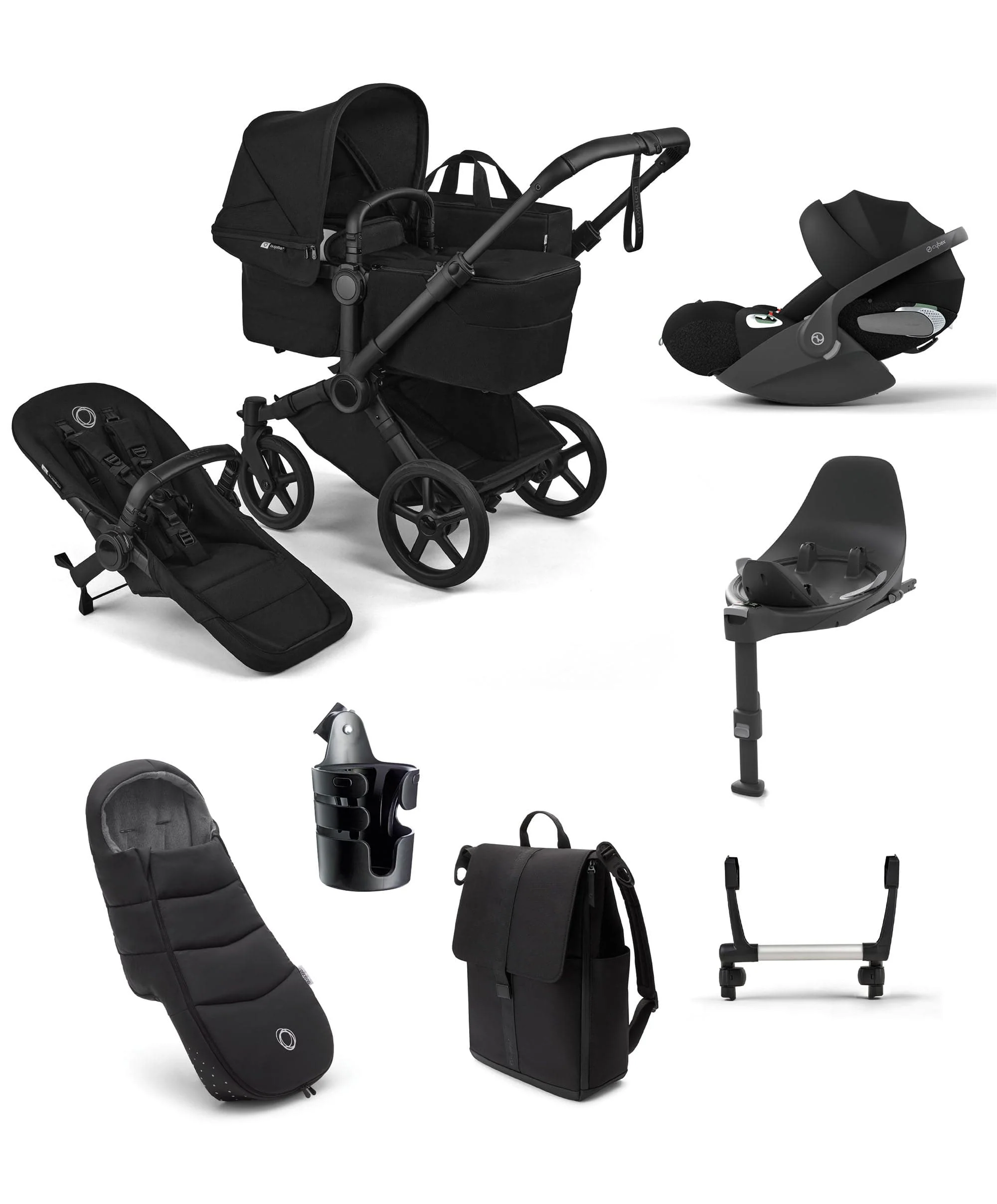 Bugaboo Donkey 6 Single Ultimate Pushchair Bundle With Cybex Cloud T i-Size Rotating Baby Car Seat (7 Pieces) - Heritage Black