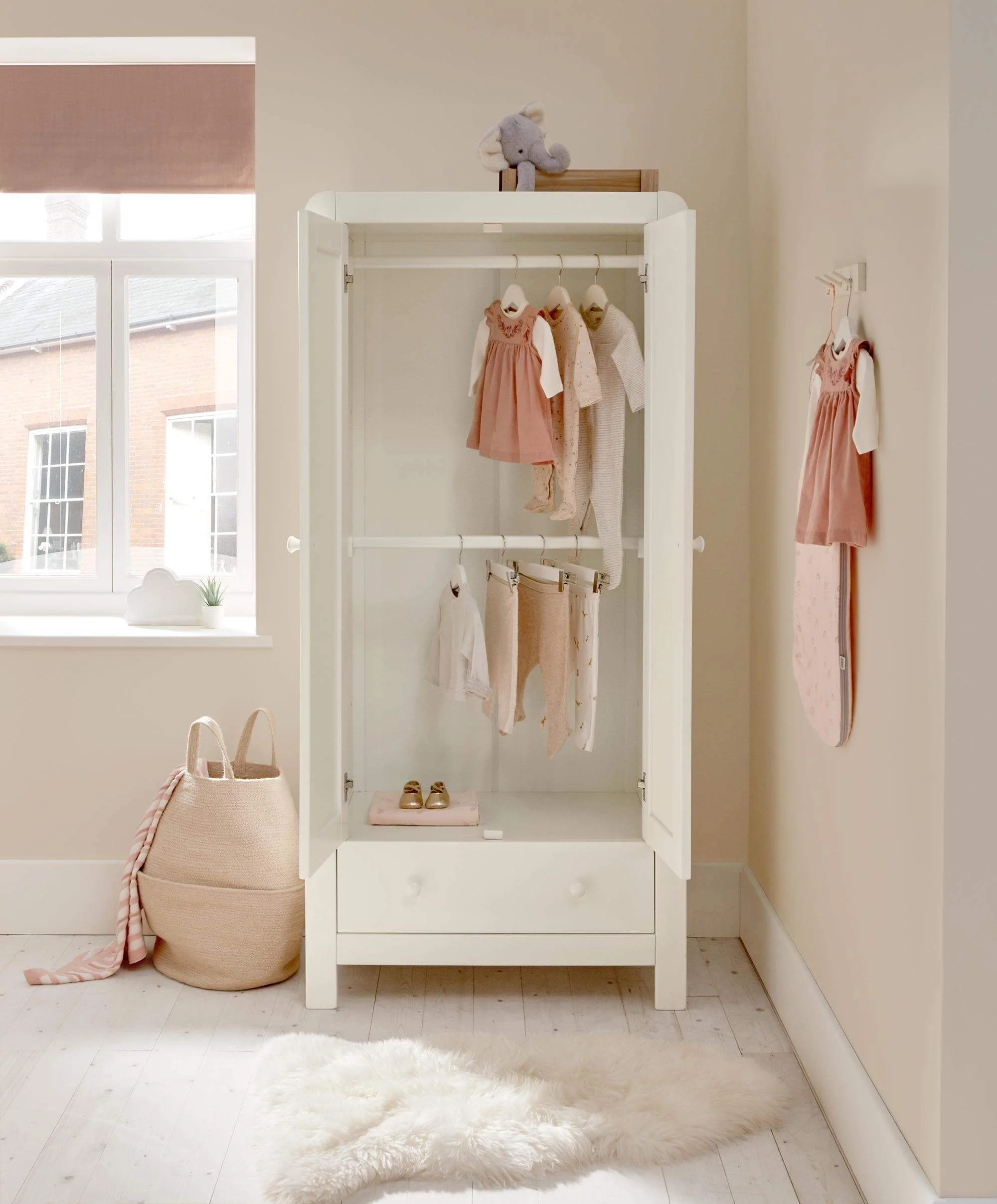 Dover 2 Piece Cotbed Set with Wardrobe - White - Image 4
