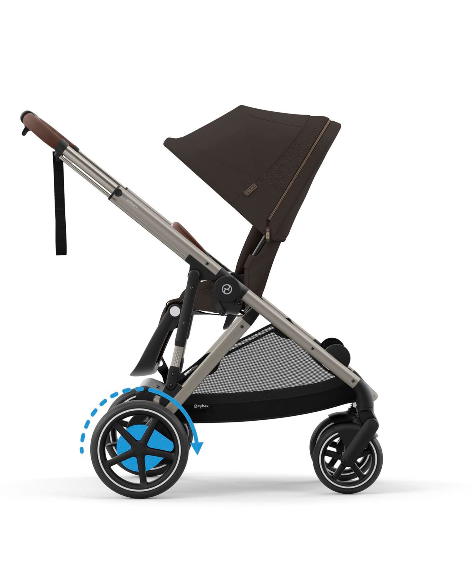 Cybex e-Gazelle S Electric Single to Double Pushchair Bundle with Cybex Cloud T i-Size Rotating Car Seat (7 Pieces) - Chocolate Brown - Image 3