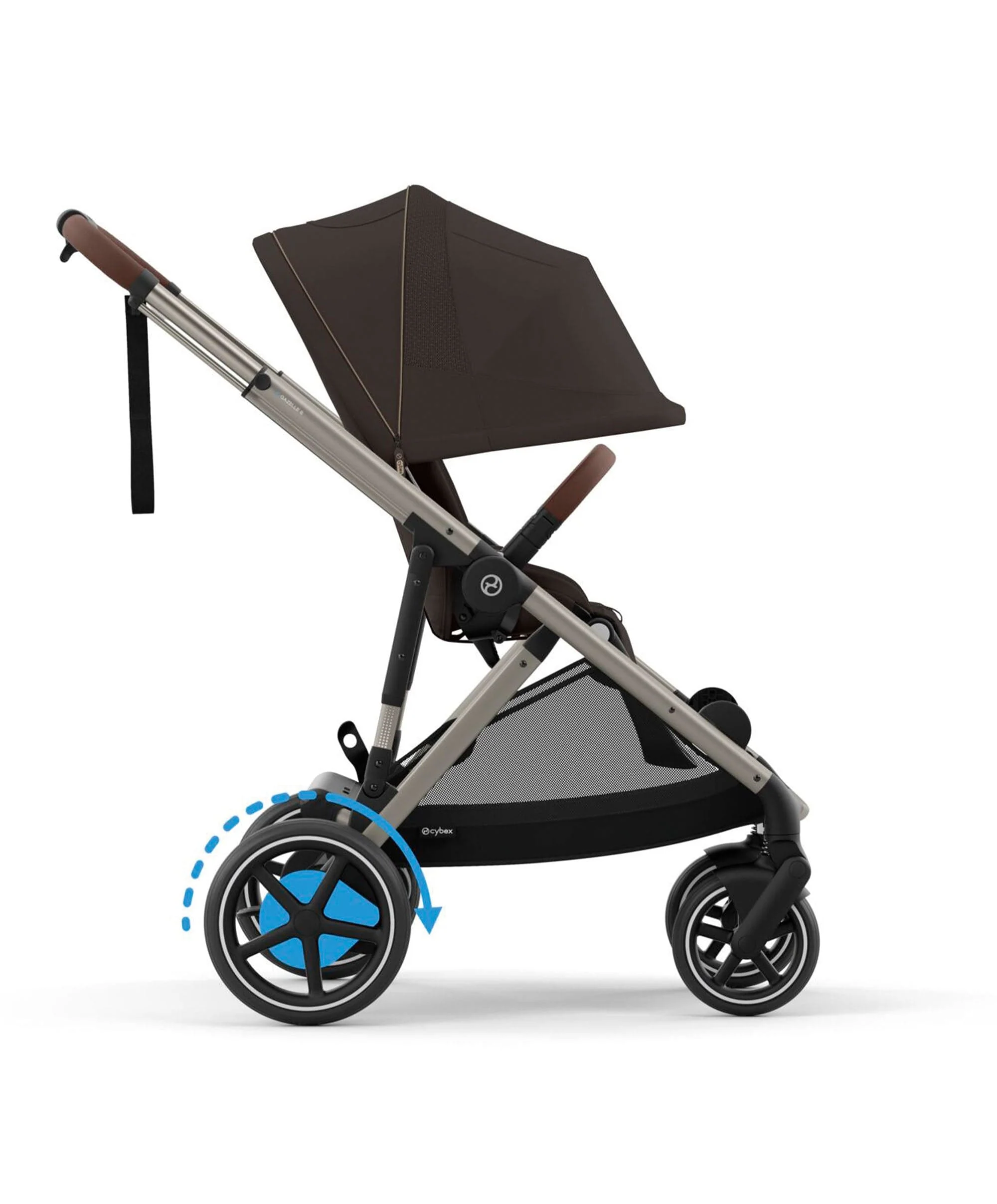 Cybex e-Gazelle S Electric Single to Double Pushchair Bundle with Cybex Cloud T i-Size Rotating Car Seat (7 Pieces) - Chocolate Brown - Image 5