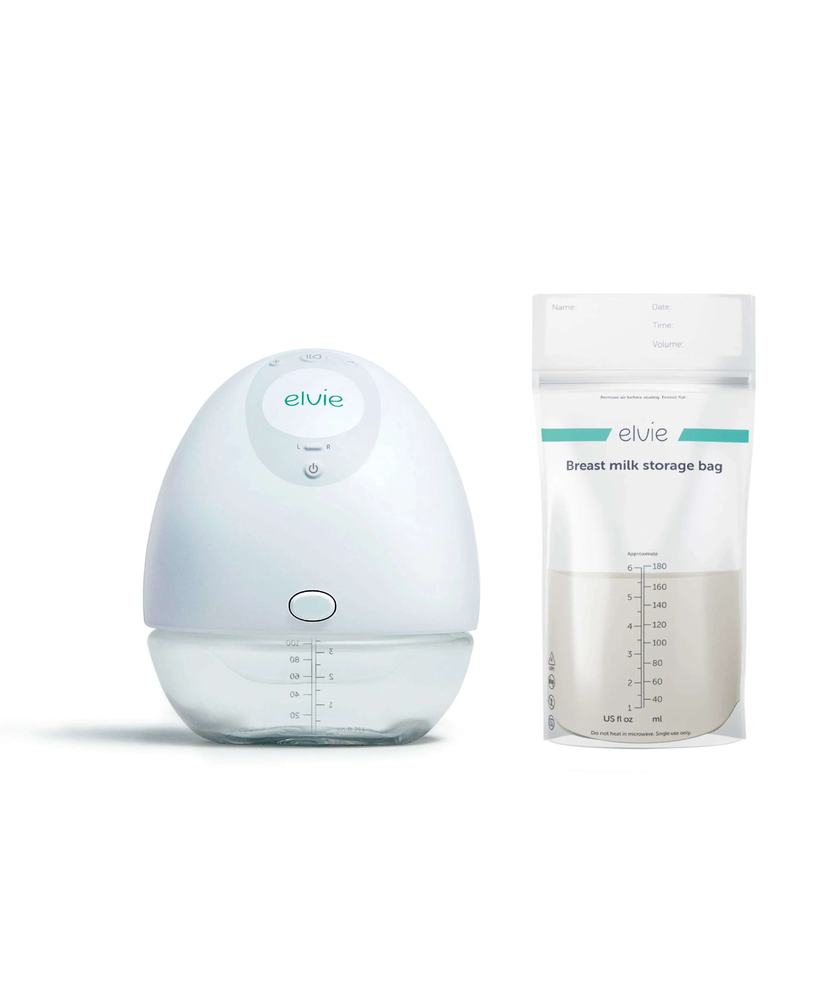 Elvie Single Electric Breast Pump & Elvie Milk Storage Bags