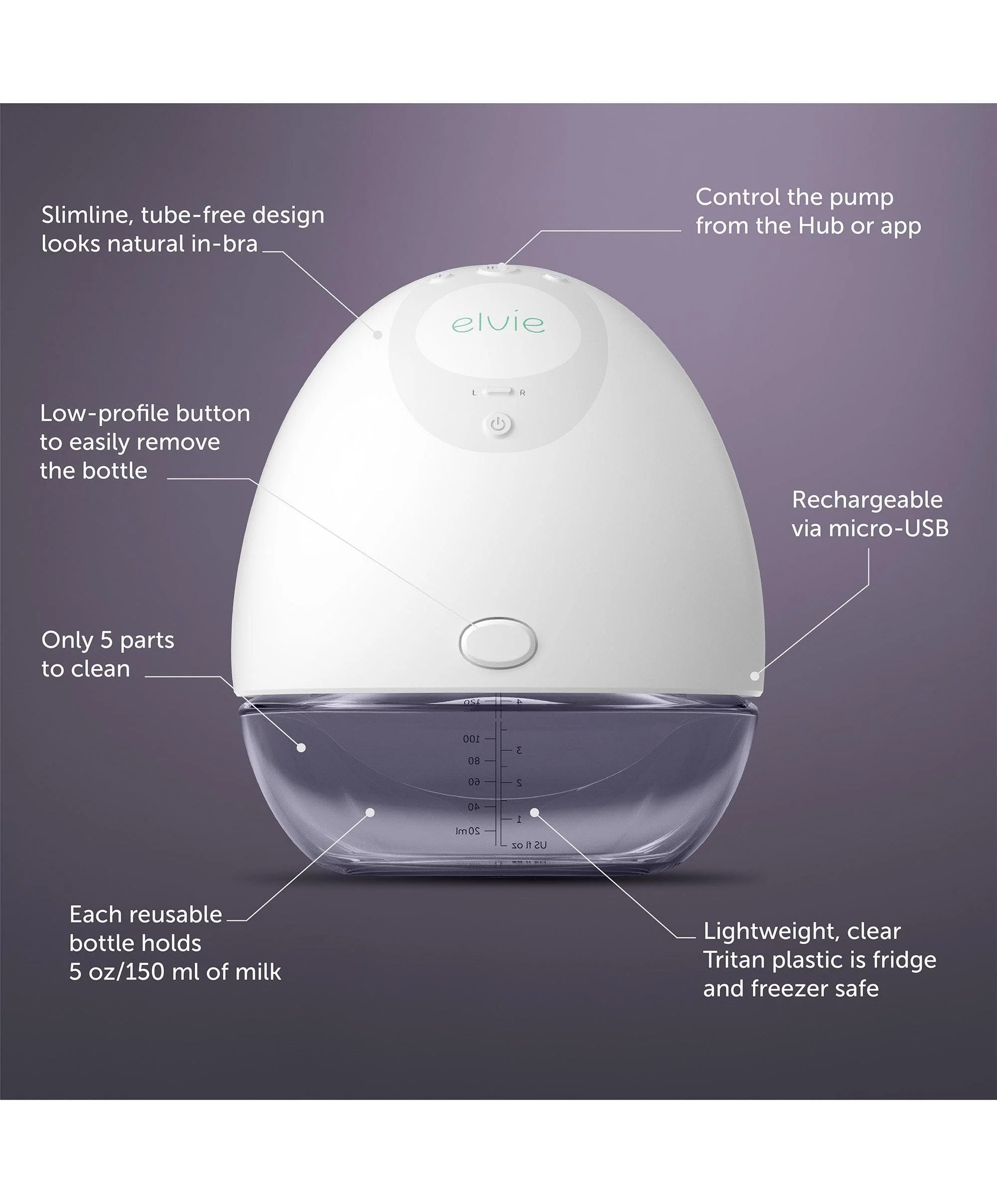 Elvie Single Electric Breast Pump & Elvie Milk Storage Bags - Image 5