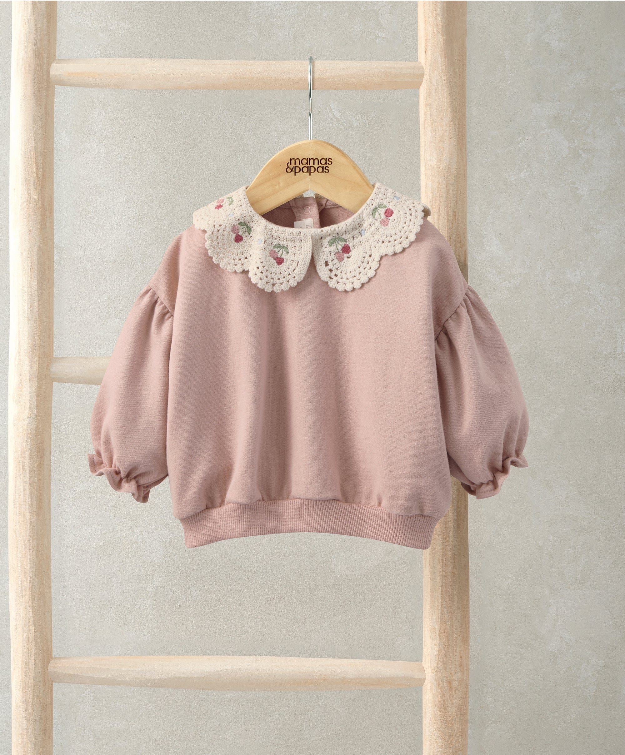 Cherry Knitted Collar Sweatshirt