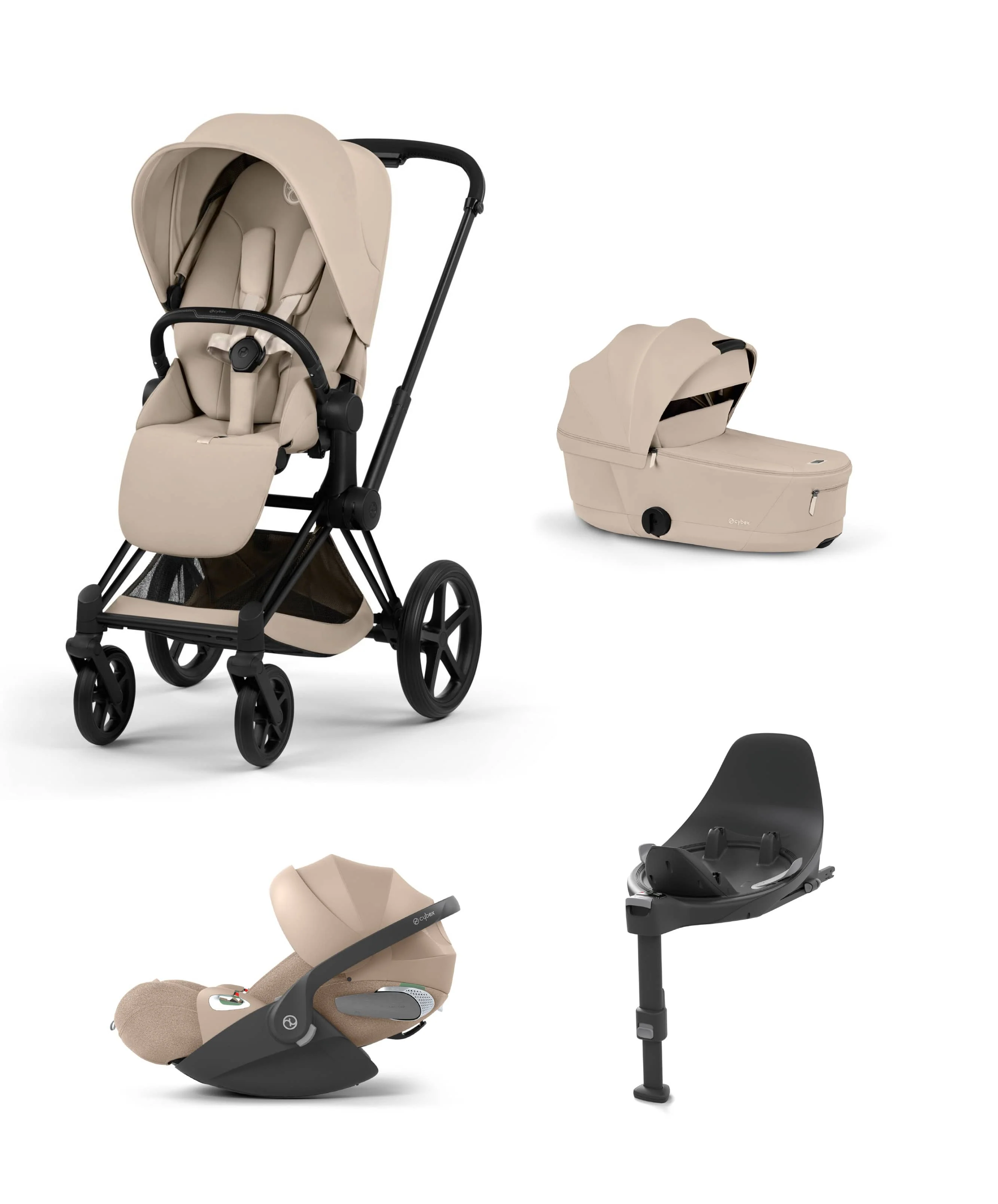 Cybex e-Priam Pushchair & Carrycot Bundle with Cybex Cloud T i-Size Rotating Baby Car Seat & Base - Sepia Black
