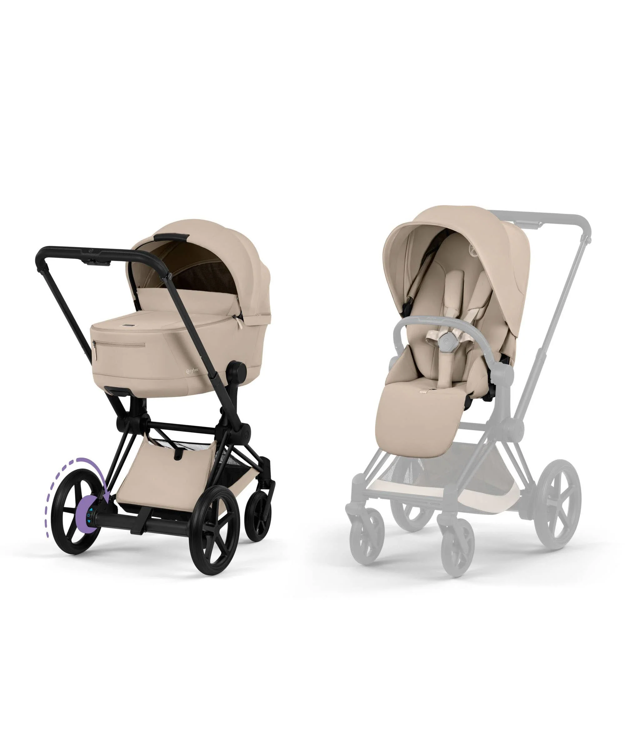 Cybex e-Priam Ultimate Pushchair Bundle with Cybex Cloud T i-Size Rotating Baby Car Seat & Base - Sepia Black - Image 12