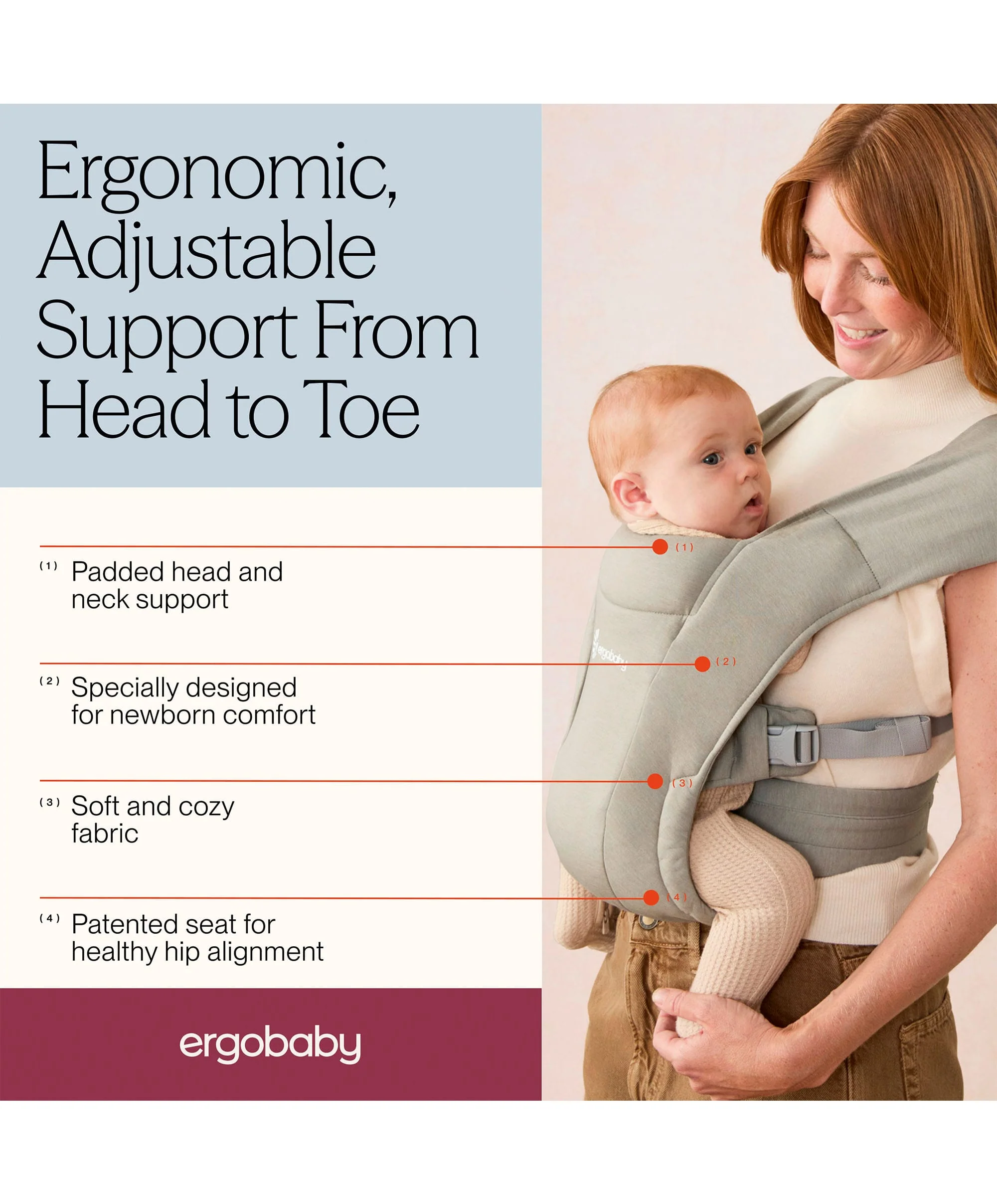 Ergobaby Embrace Baby Carrier - Soft Olive - Image 4