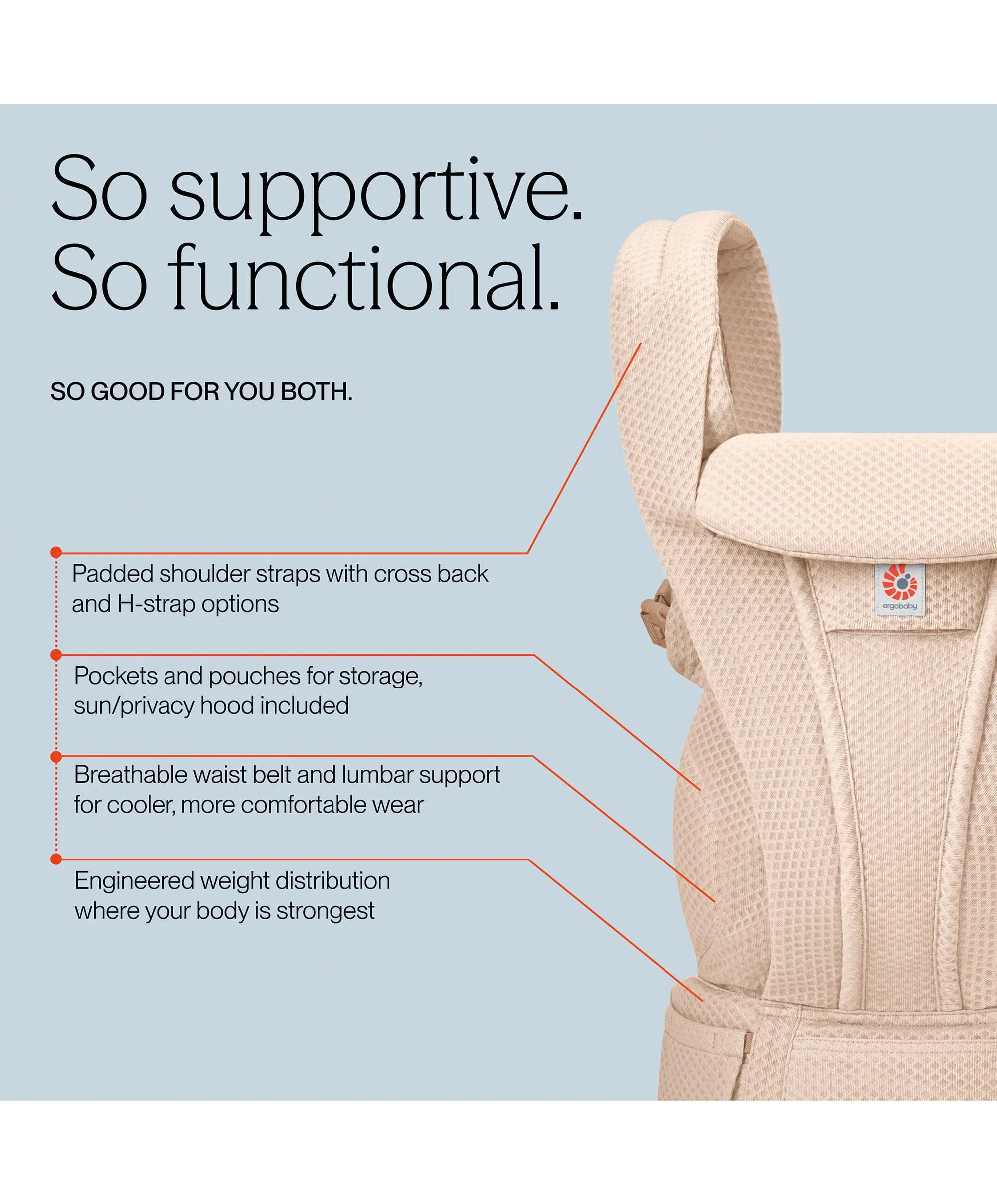 Ergobaby Omni Deluxe Mesh Baby Carrier - Natural Beige - Image 3