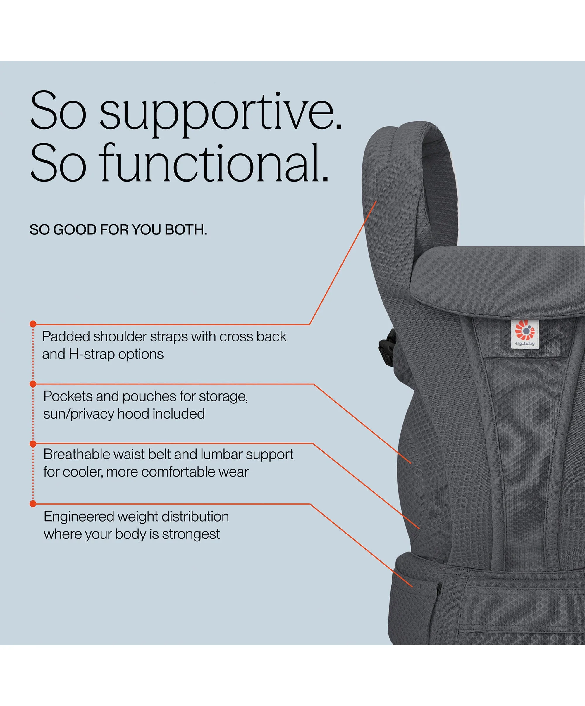 Ergobaby Omni Deluxe Mesh Baby Carrier- Graphite Grey - Image 3