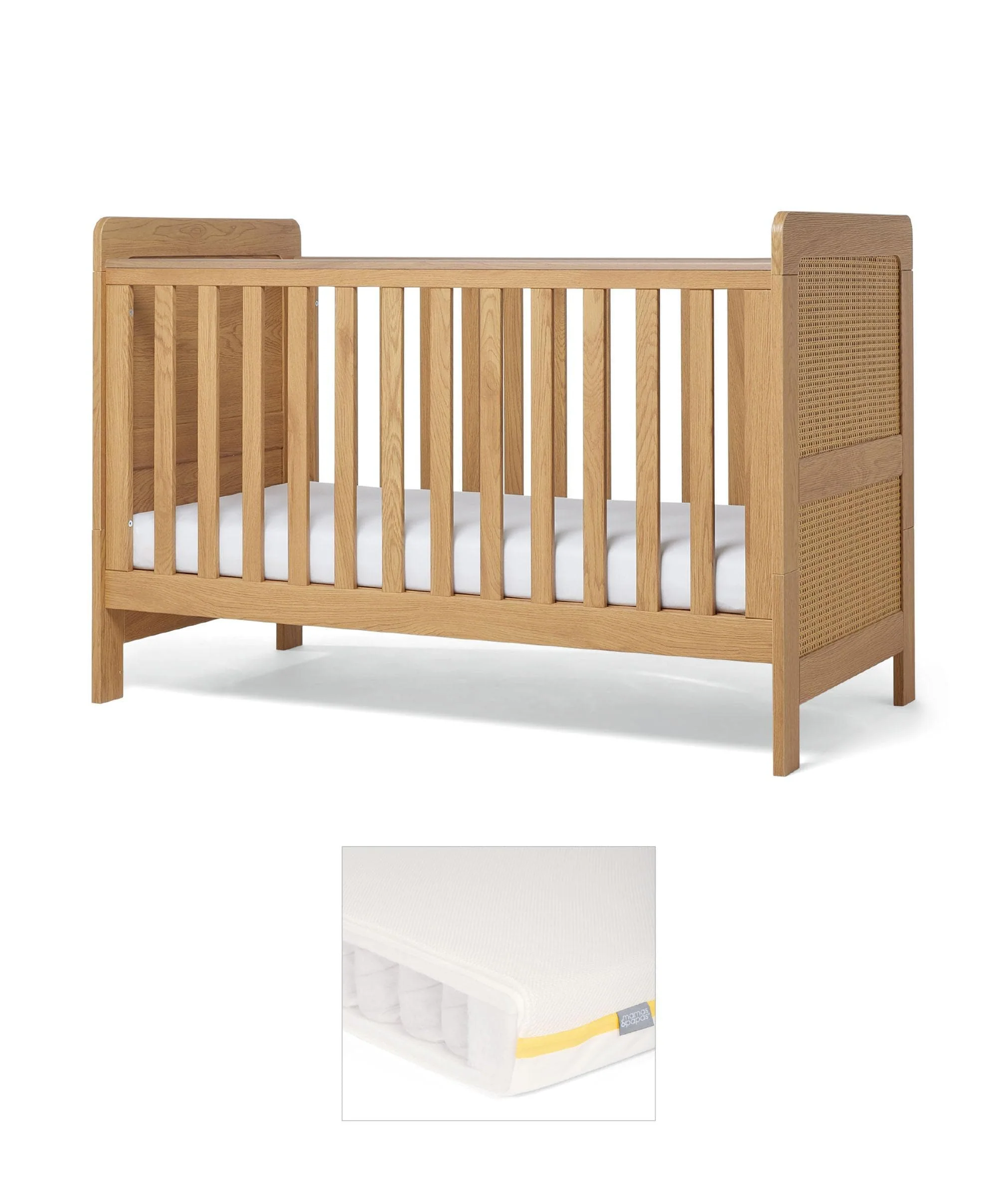 Esna Cotbed & Essential Airflow Pocket Spring Cotbed Mattress Bundle - Rattan