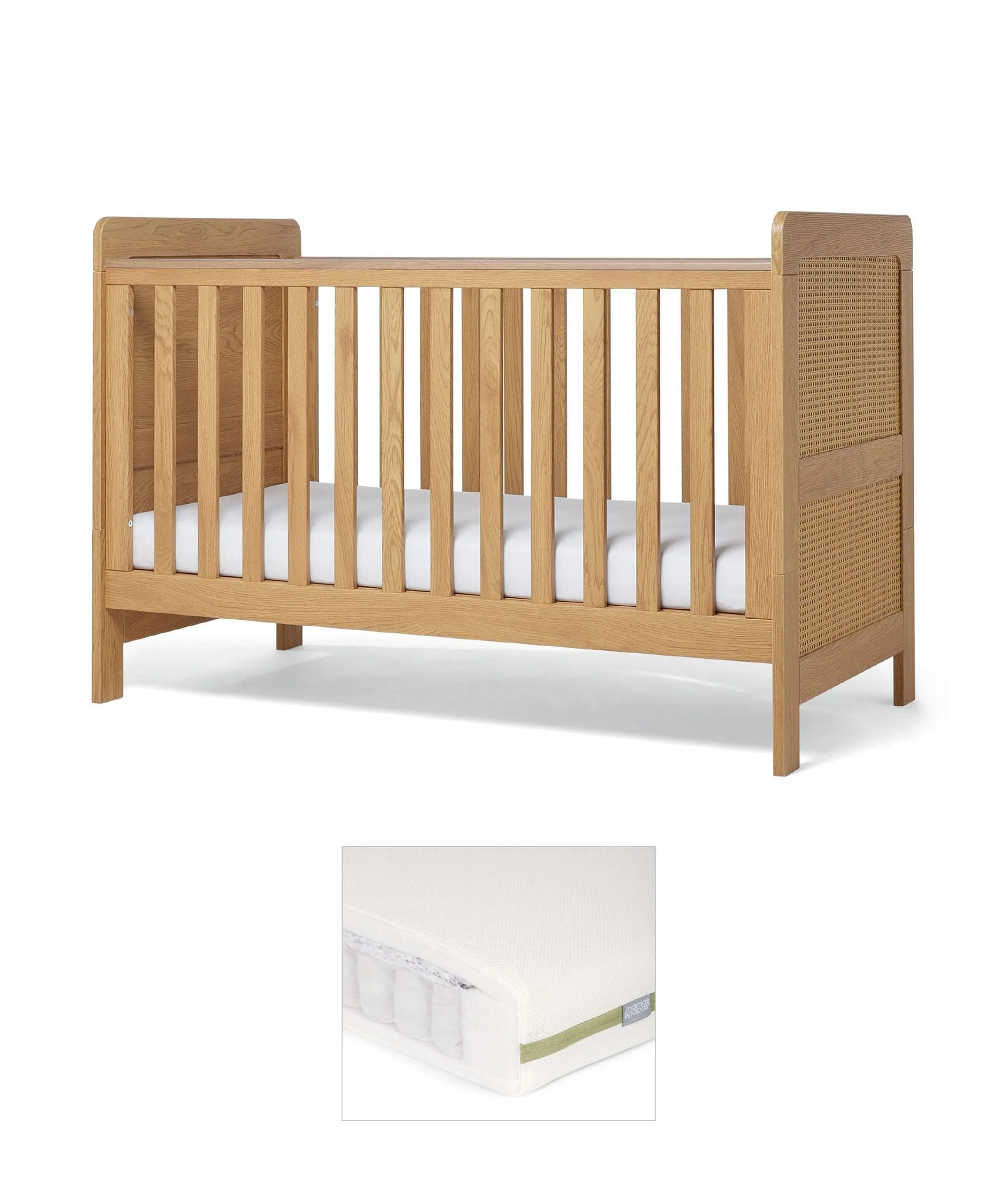 Esna Cotbed & Premium Pocket Spring Cotbed Mattress Bundle - Rattan