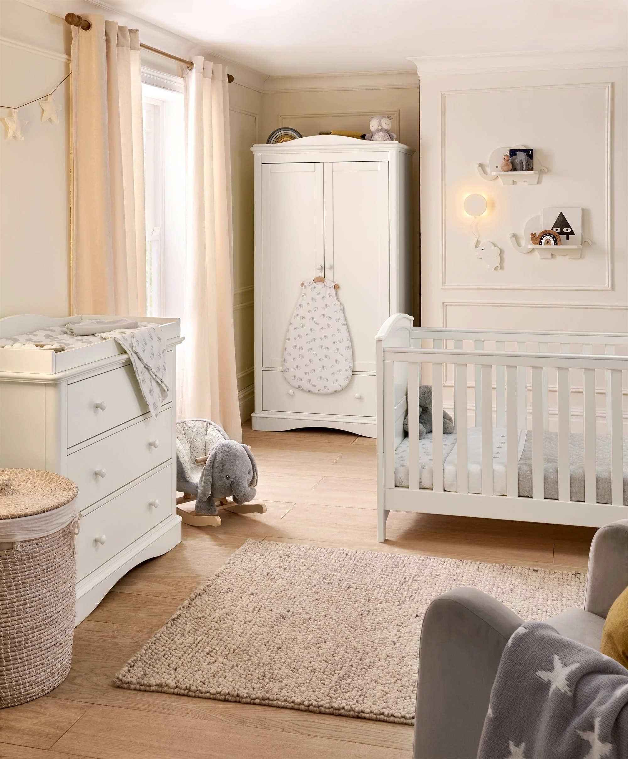 Flyn 3 Piece Cotbed Range with Dresser Changer & Wardrobe - White - Image 17