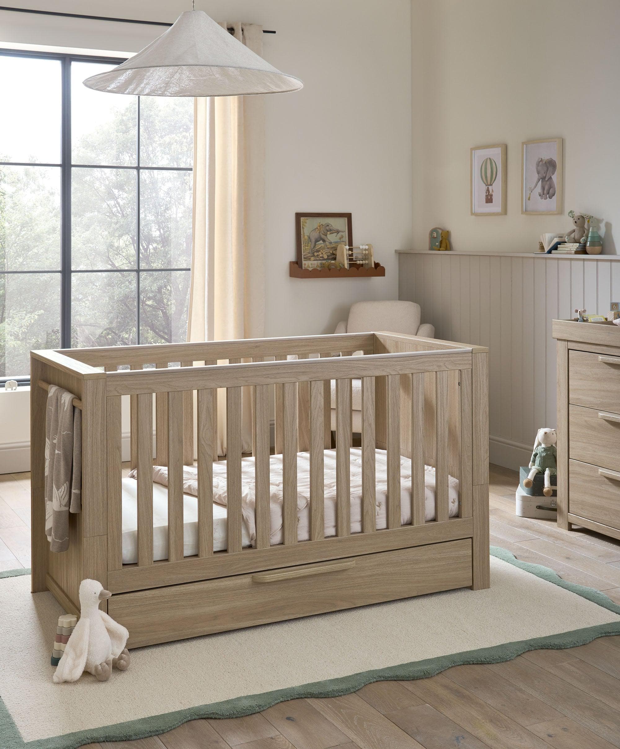 Franklin Cotbed & Luxury Hybrid Twin Mattress Bundle - Oak - Image 2